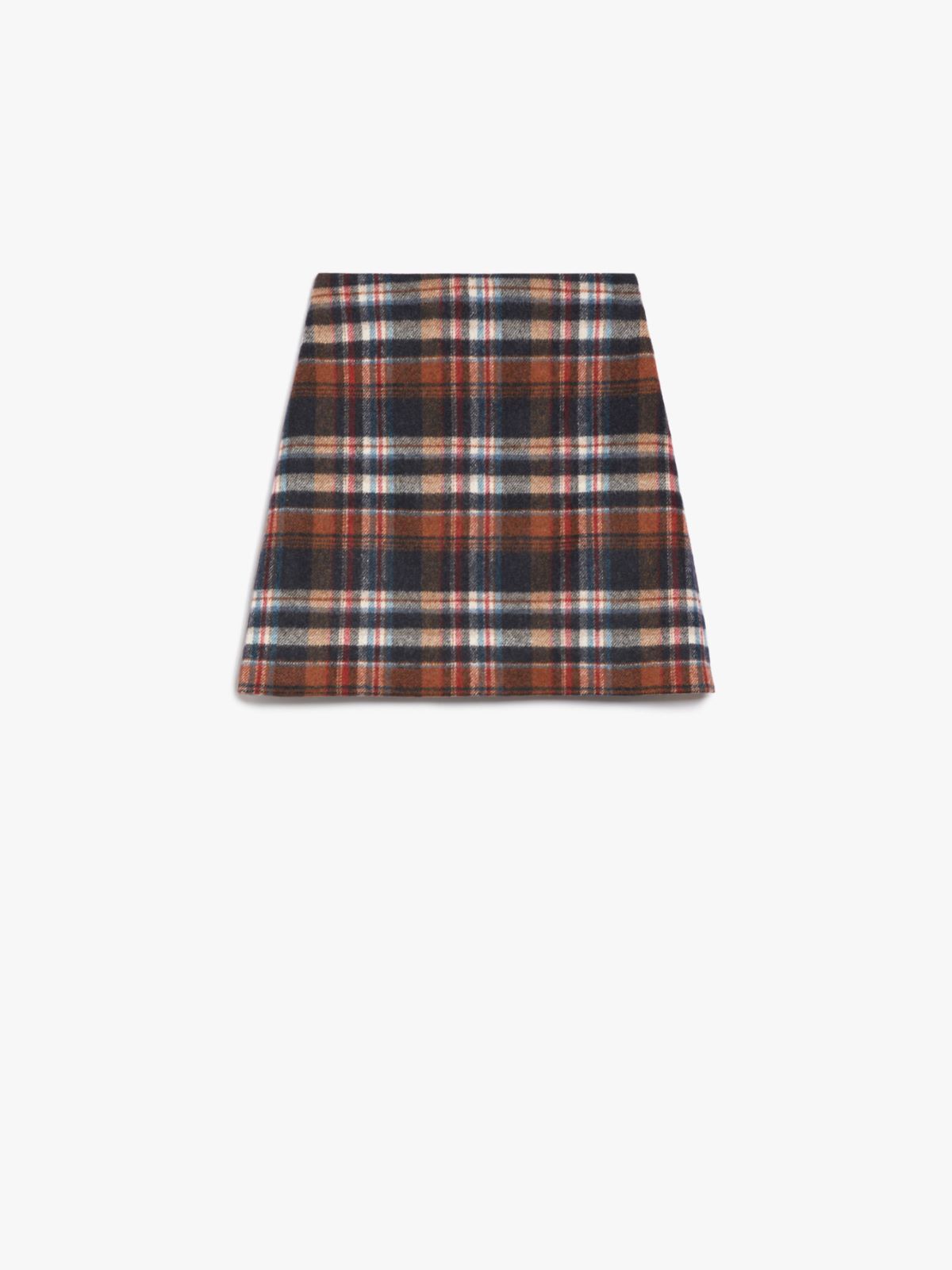 Short chequered wool skirt