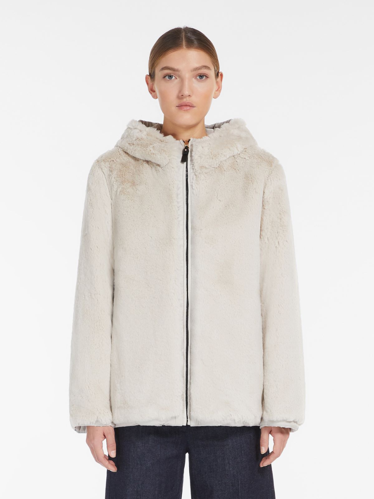 Reversible technical canvas cropped sweatshirt