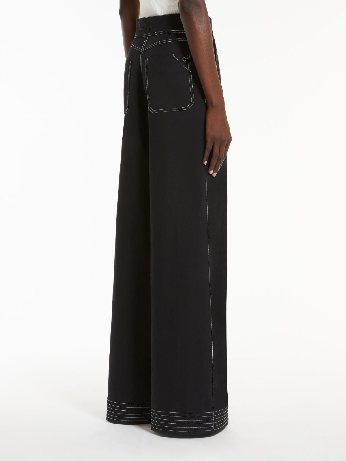 Cotton and linen wide trousers