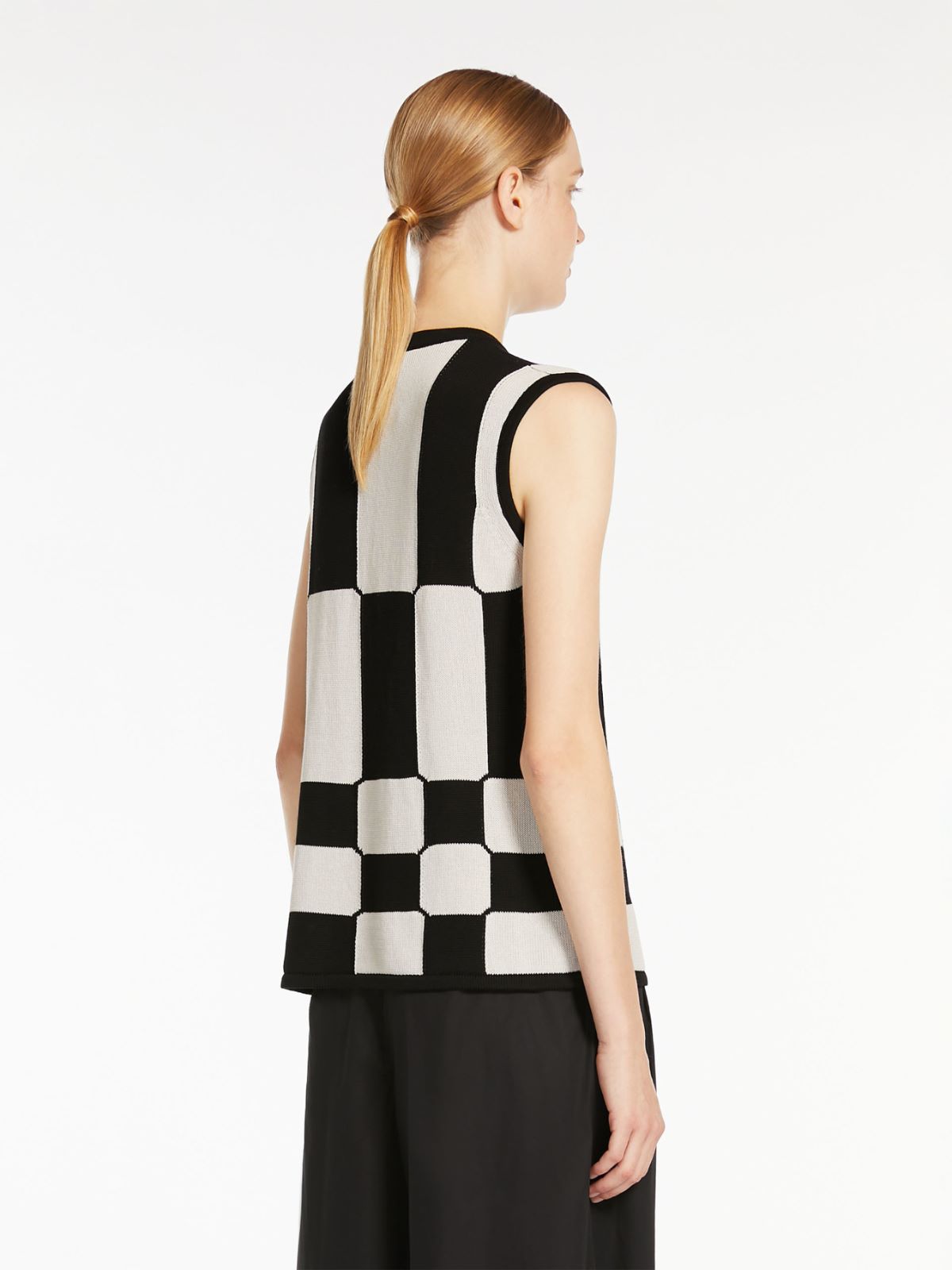 Jacquard cotton knit top