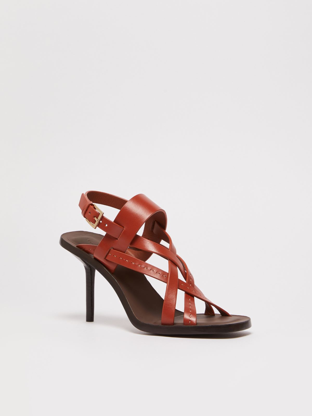 Leather cage sandals