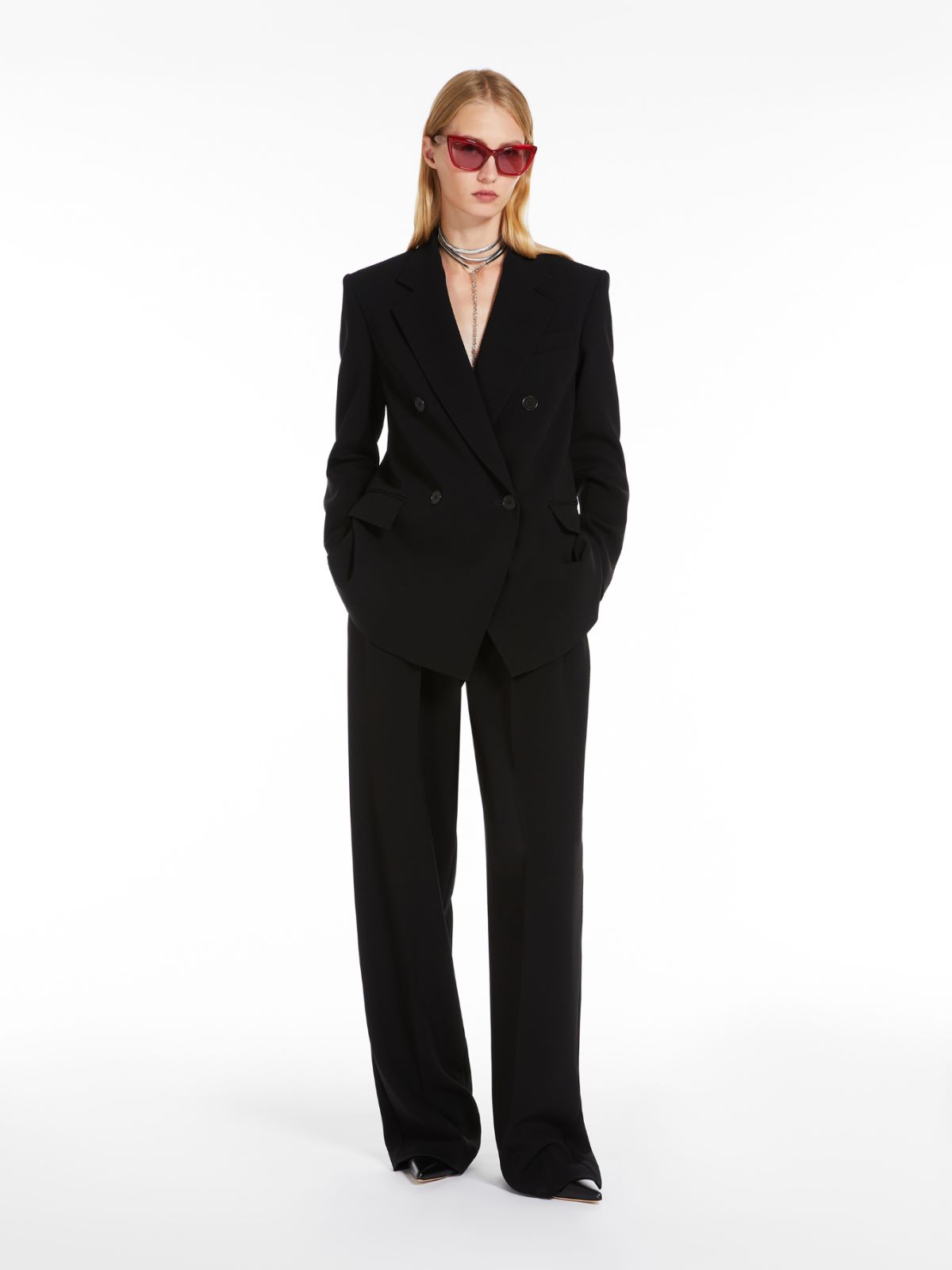 Double-breasted cady blazer