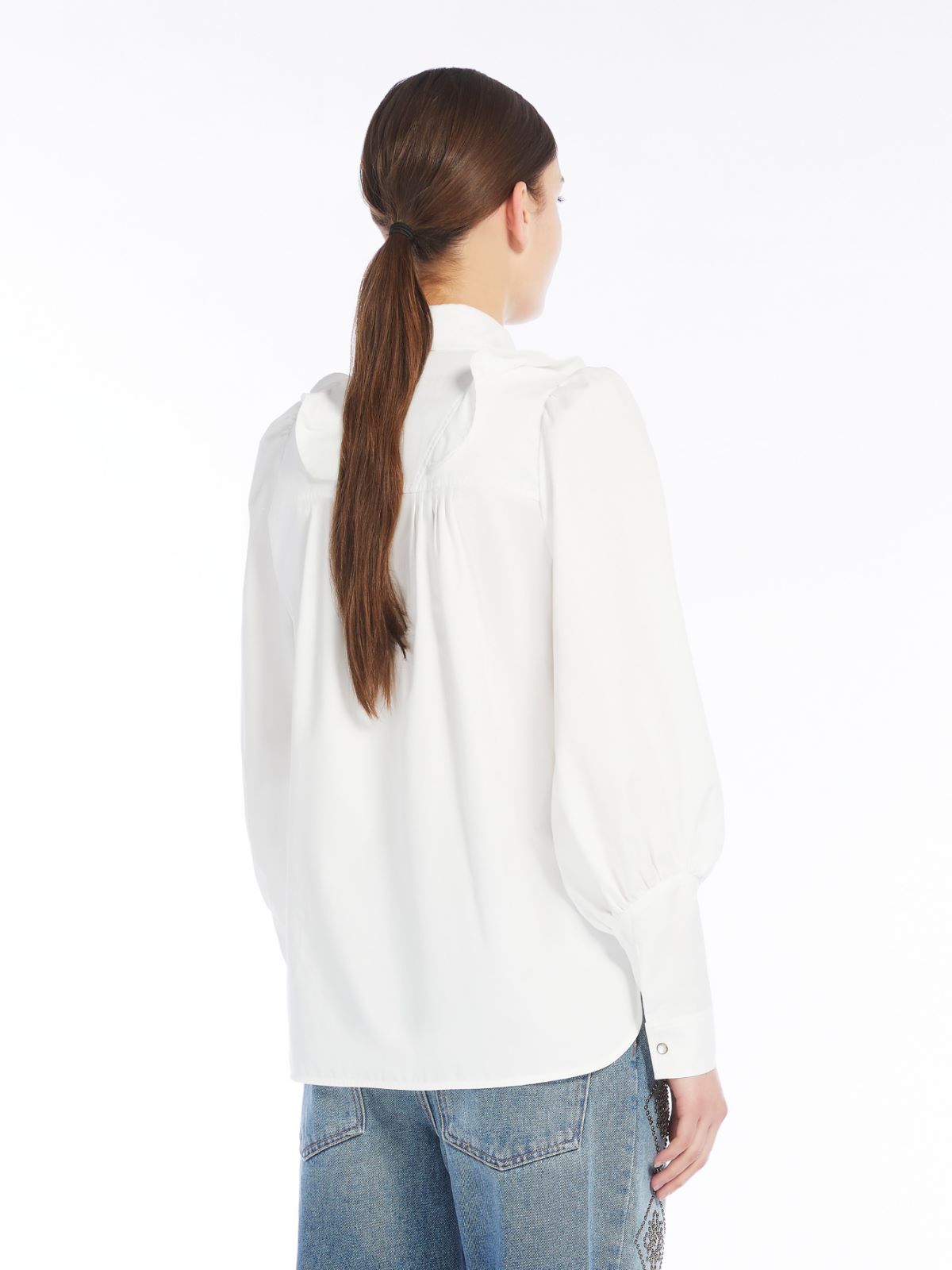 Ruched cotton twill shirt