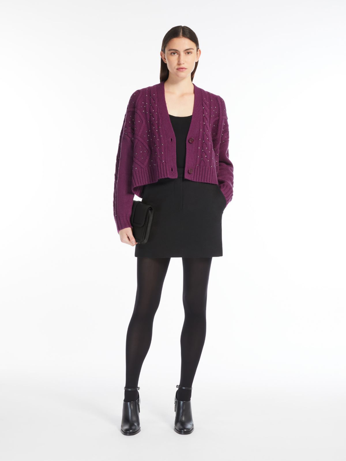 Wool and cashmere cropped cardigan