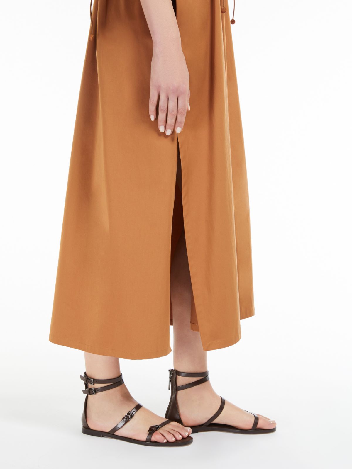 Cotton and silk dress with drawstring