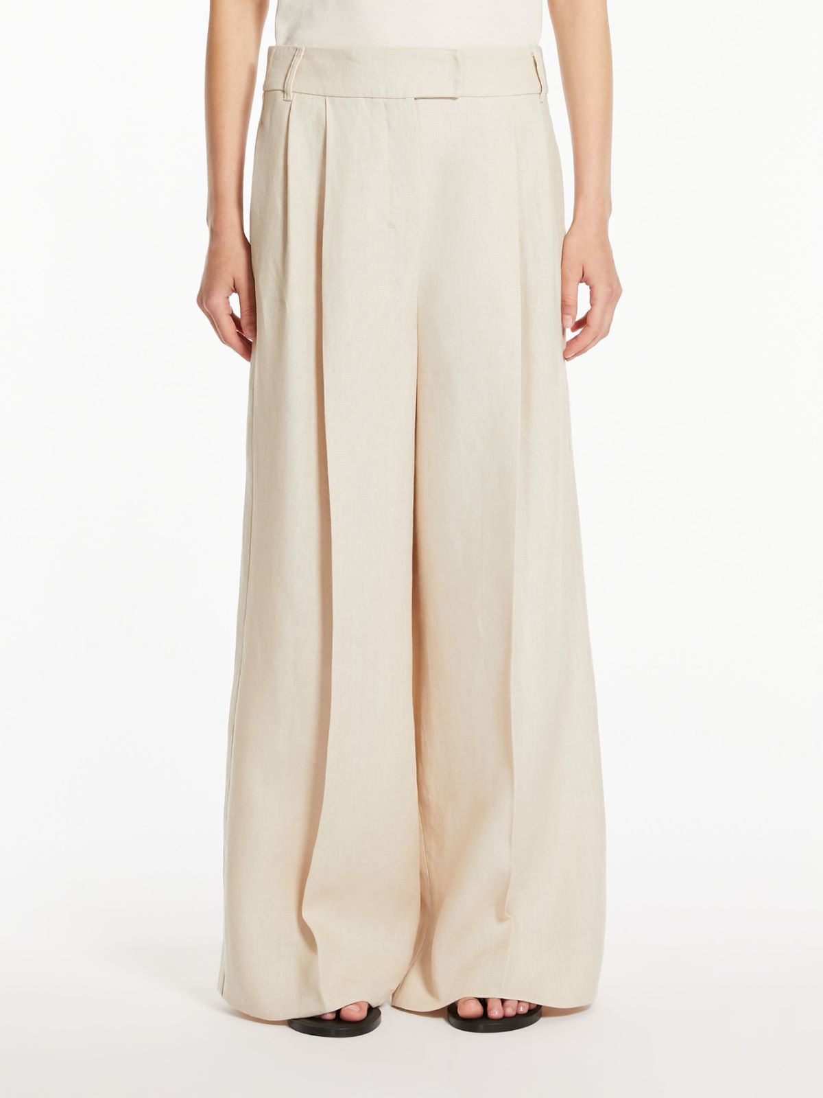 Wide-fit linen trousers