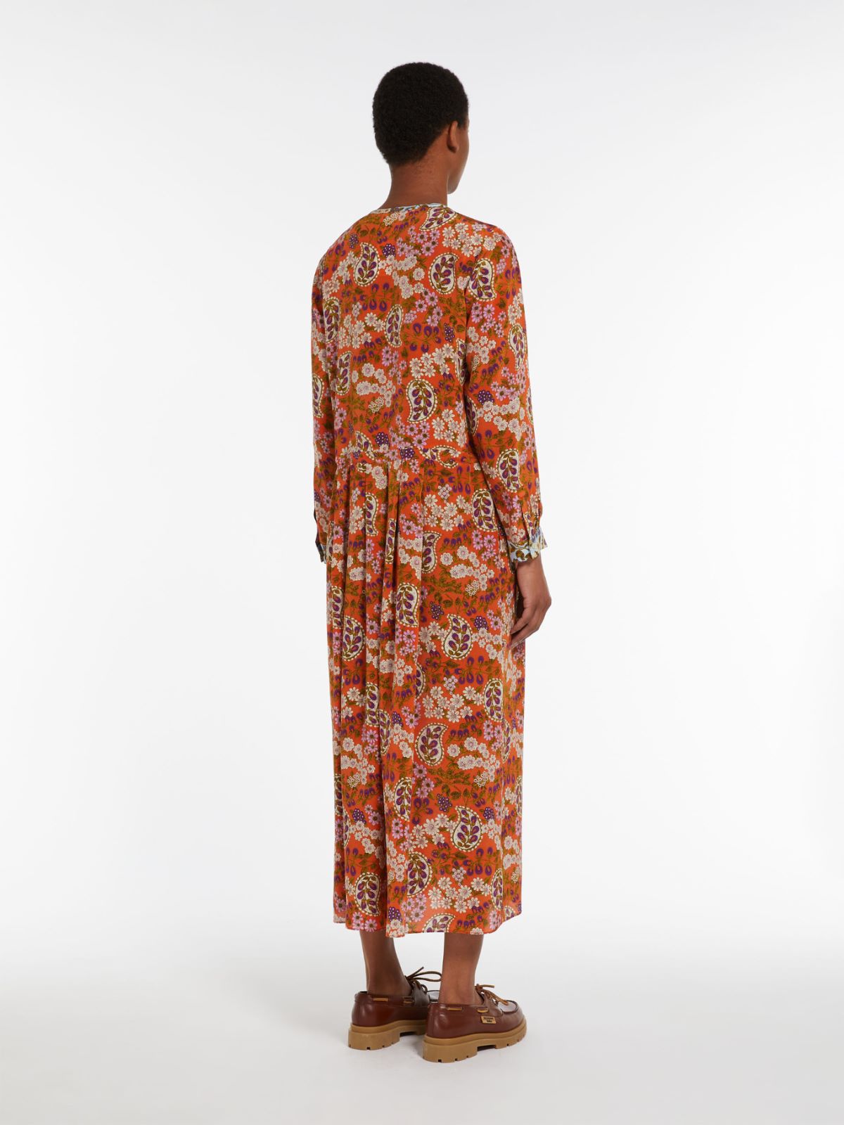 Printed crepe de chine dress
