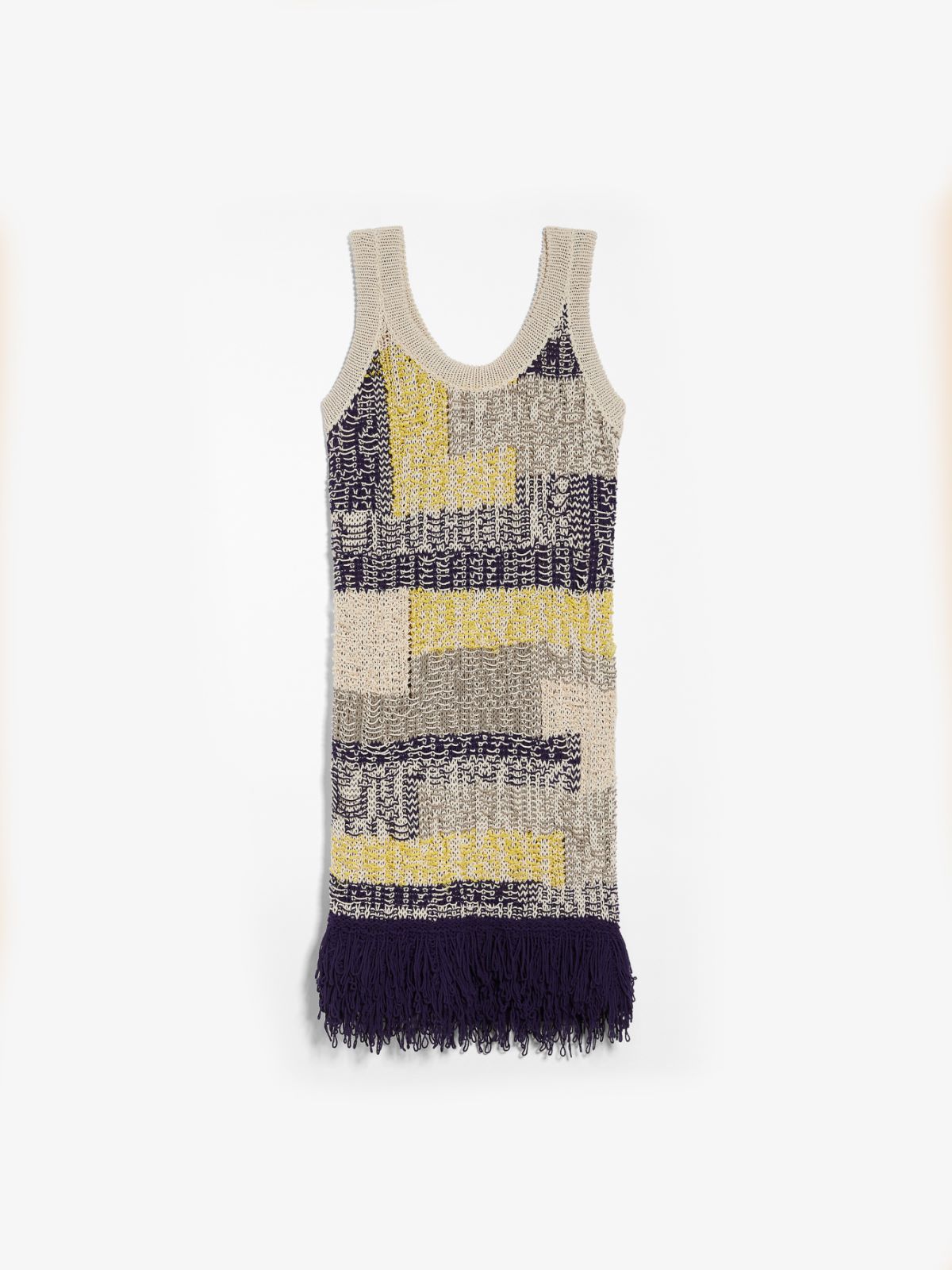 Knit dress with fringe