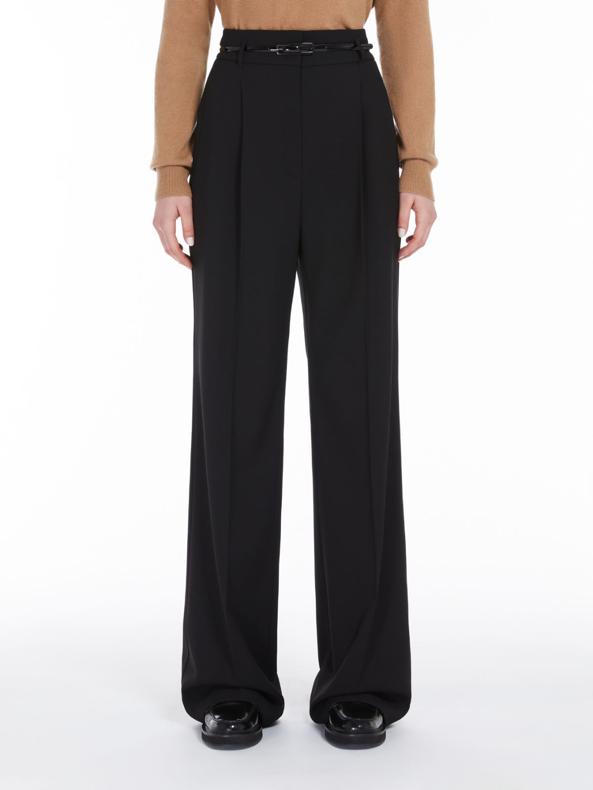 High-waisted wool trousers