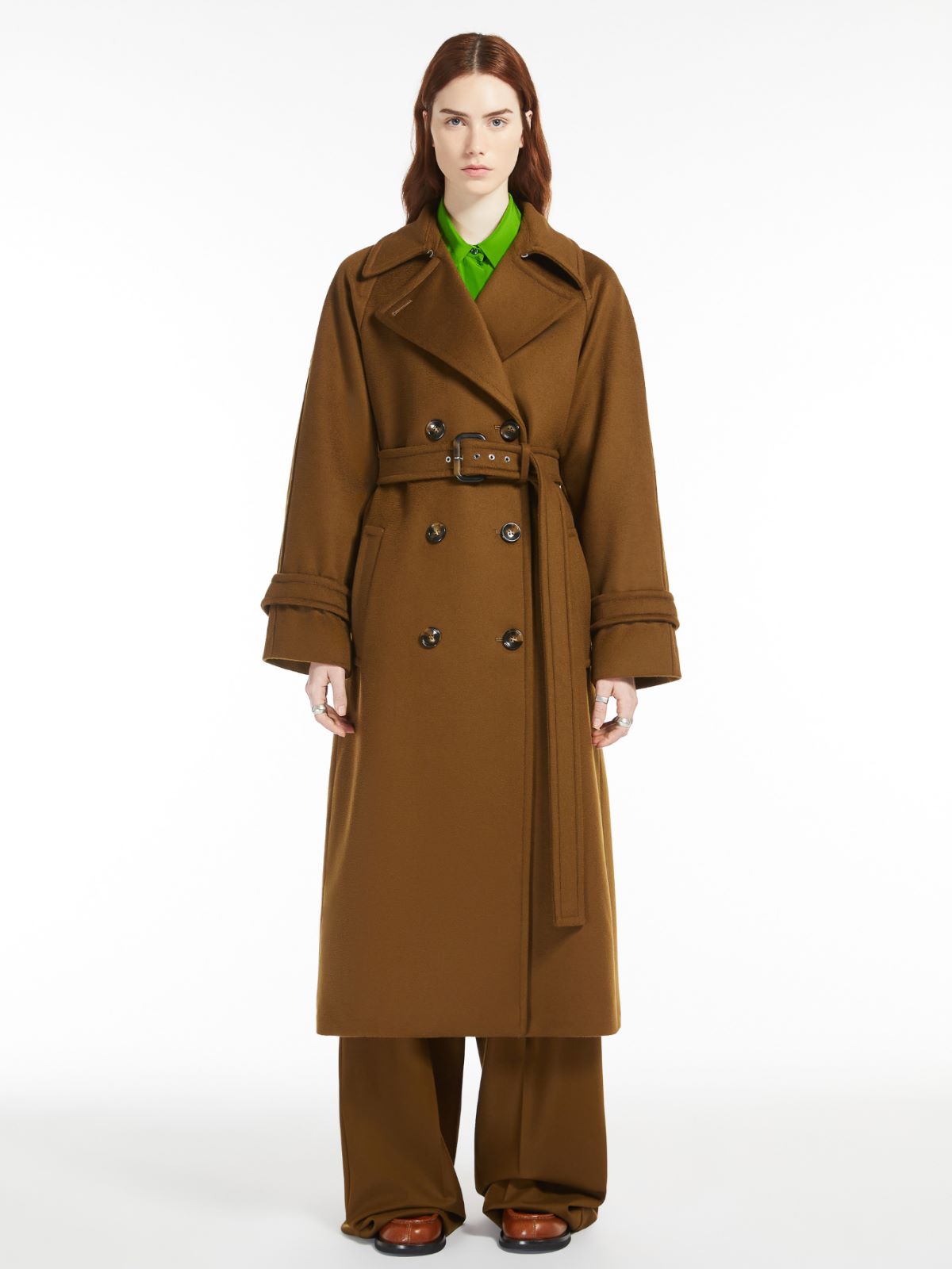 Double-breasted pure wool coat