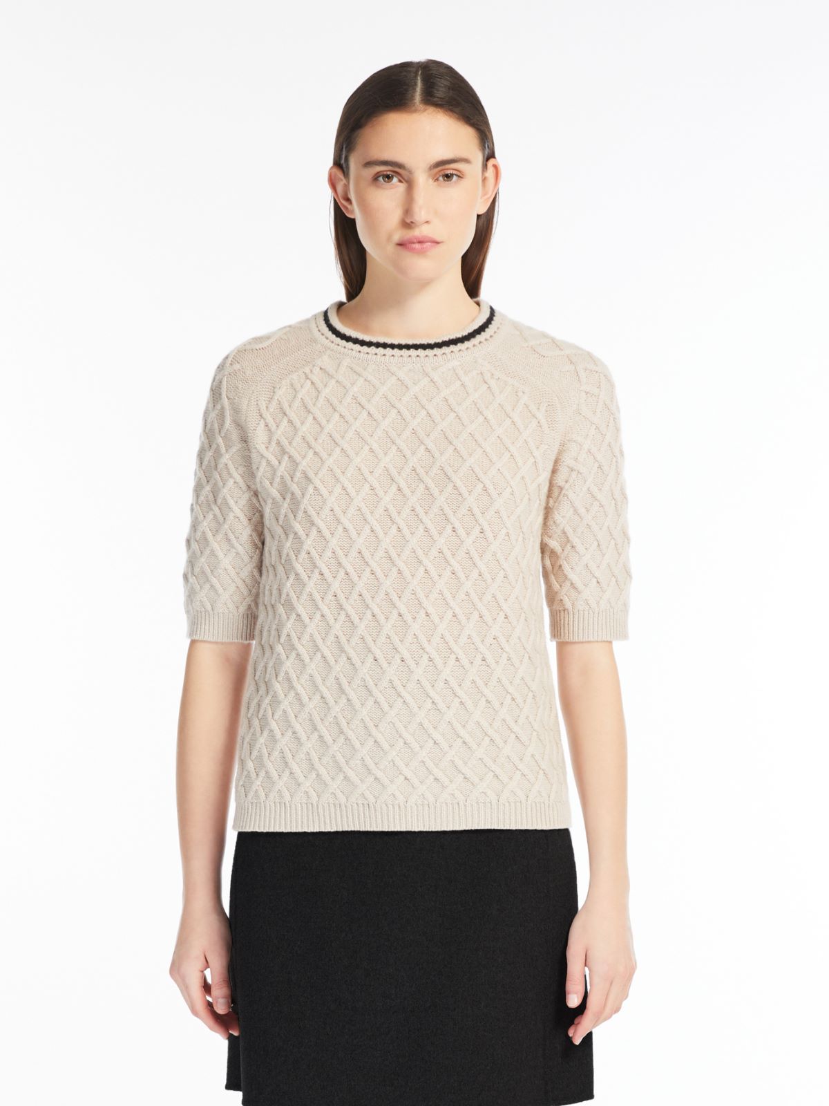Wool and cashmere diamond-pattern jumper