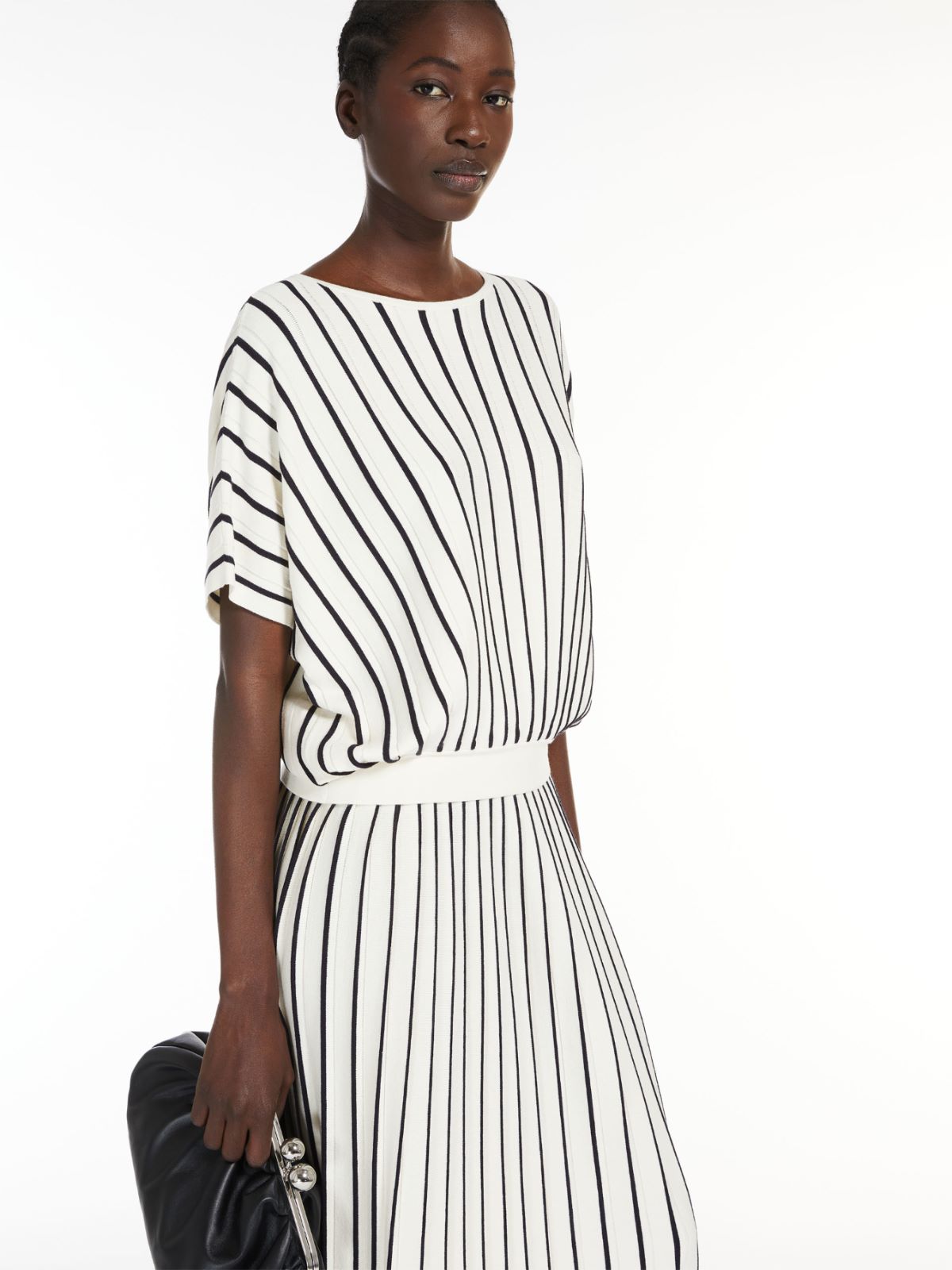 Pleated stretch viscose sweater