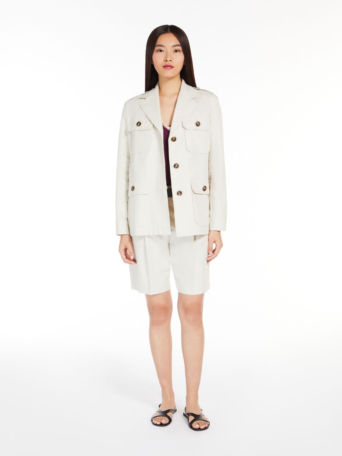 Cotton and linen canvas blazer