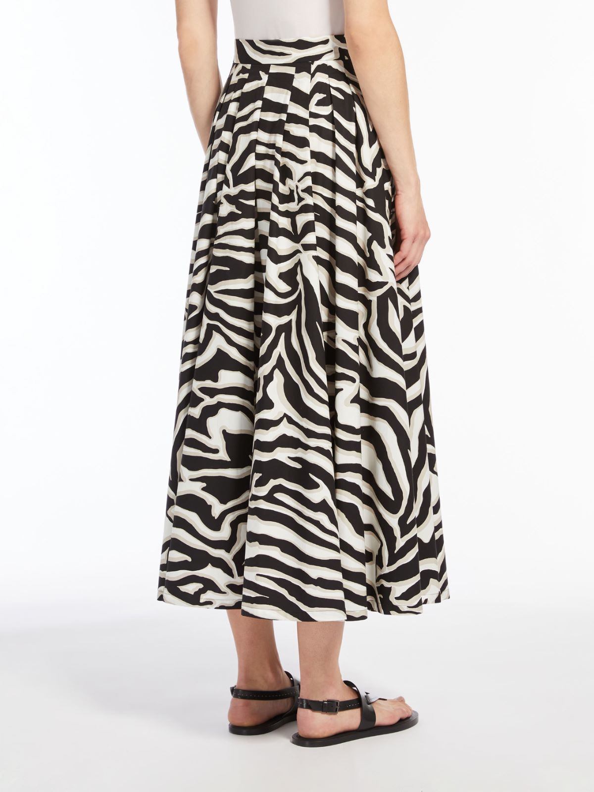 Pleated printed cotton skirt