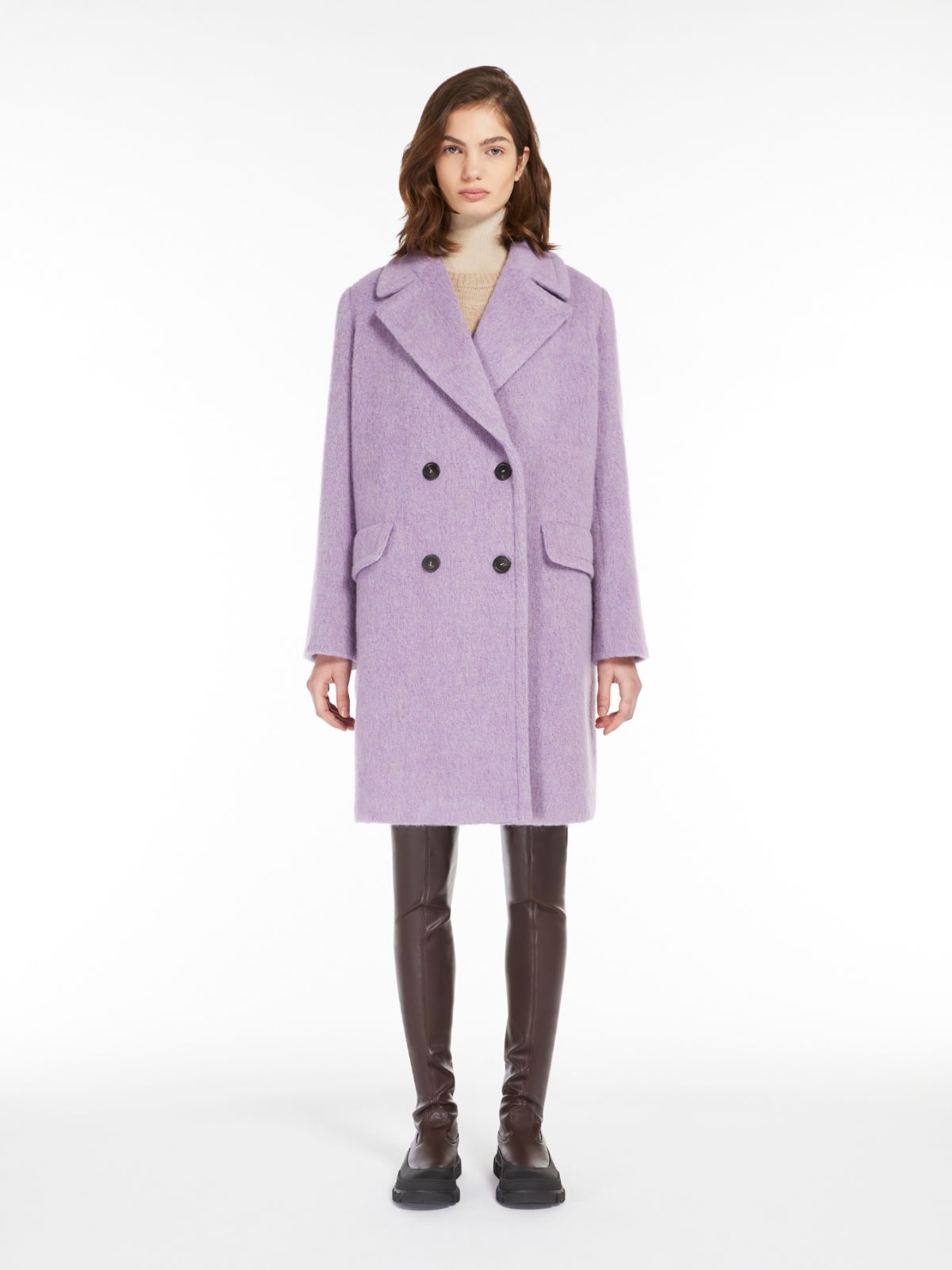 Double-breasted wool-blend coat