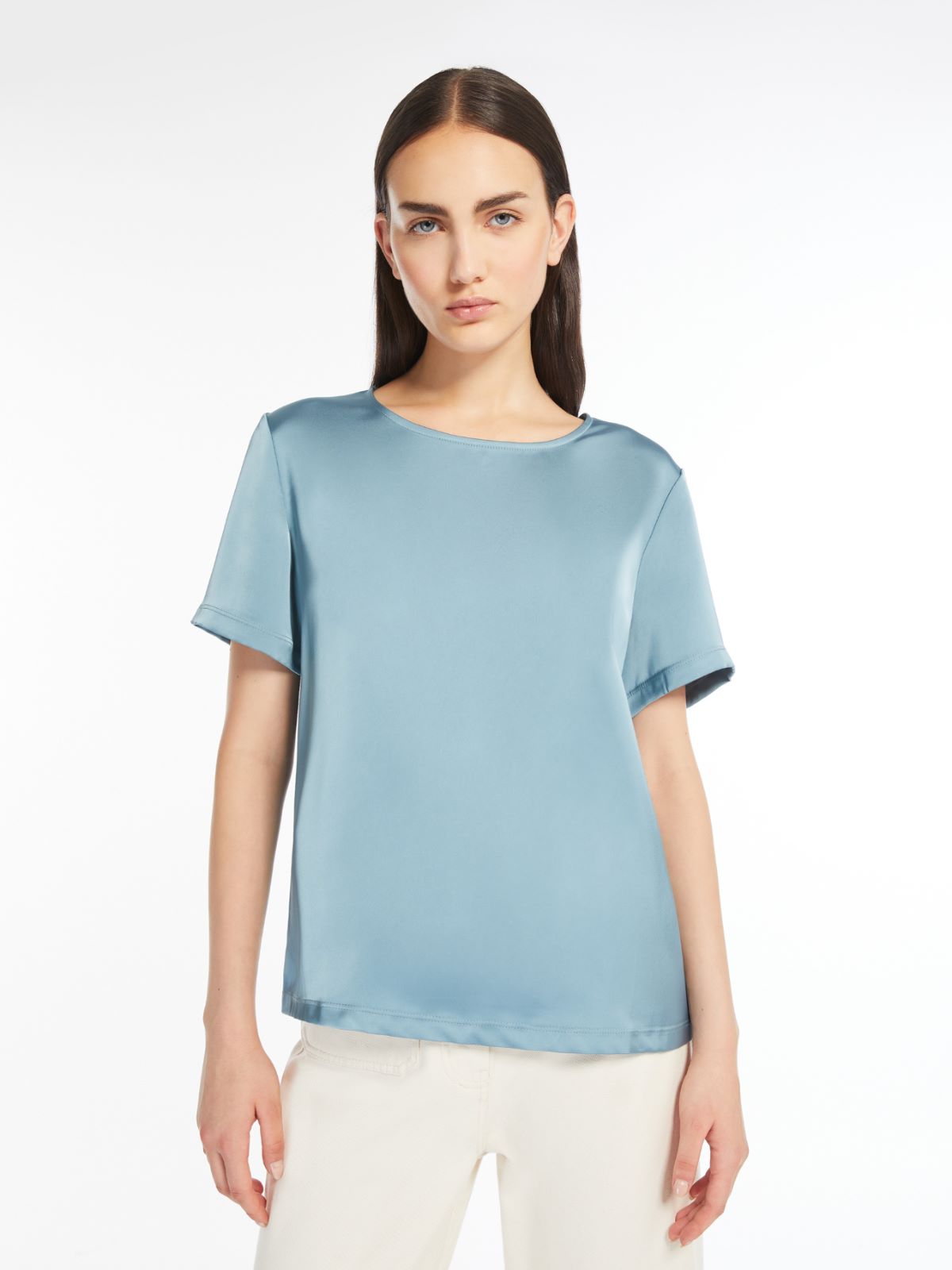 Satin and jersey T-shirt