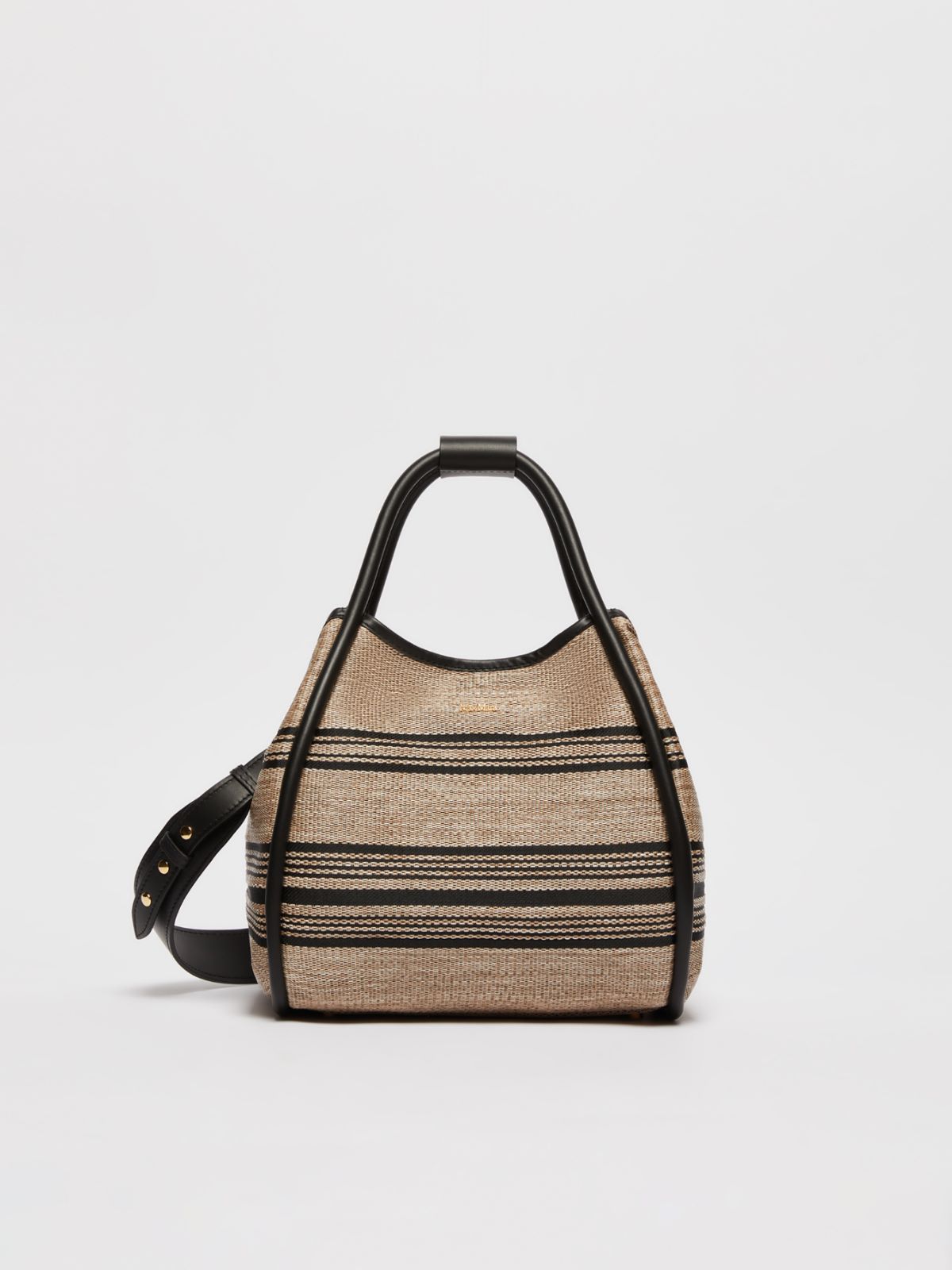 Jacquard raffia-effect fabric small Marine bag