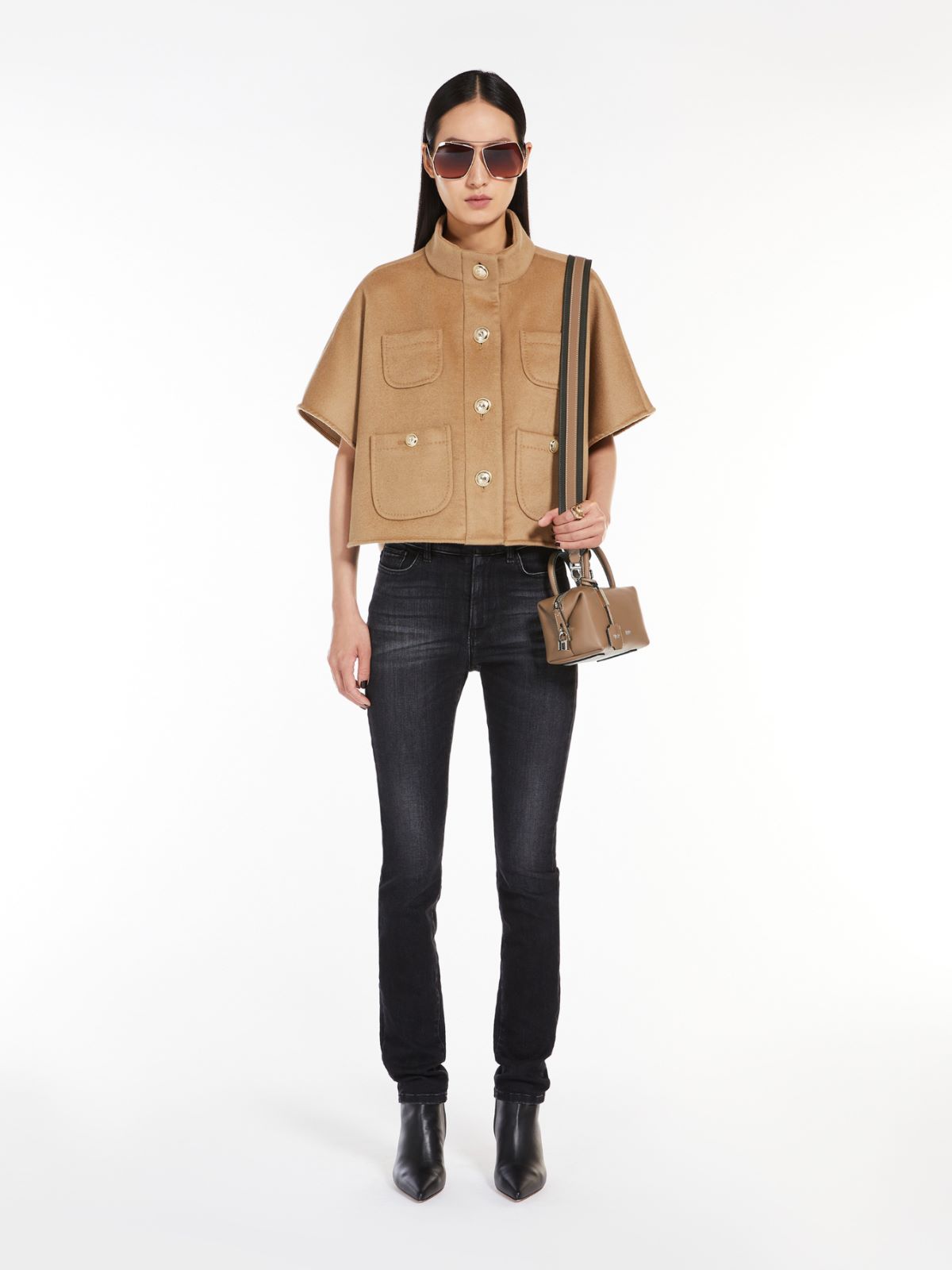 Small shiny leather satchel bag