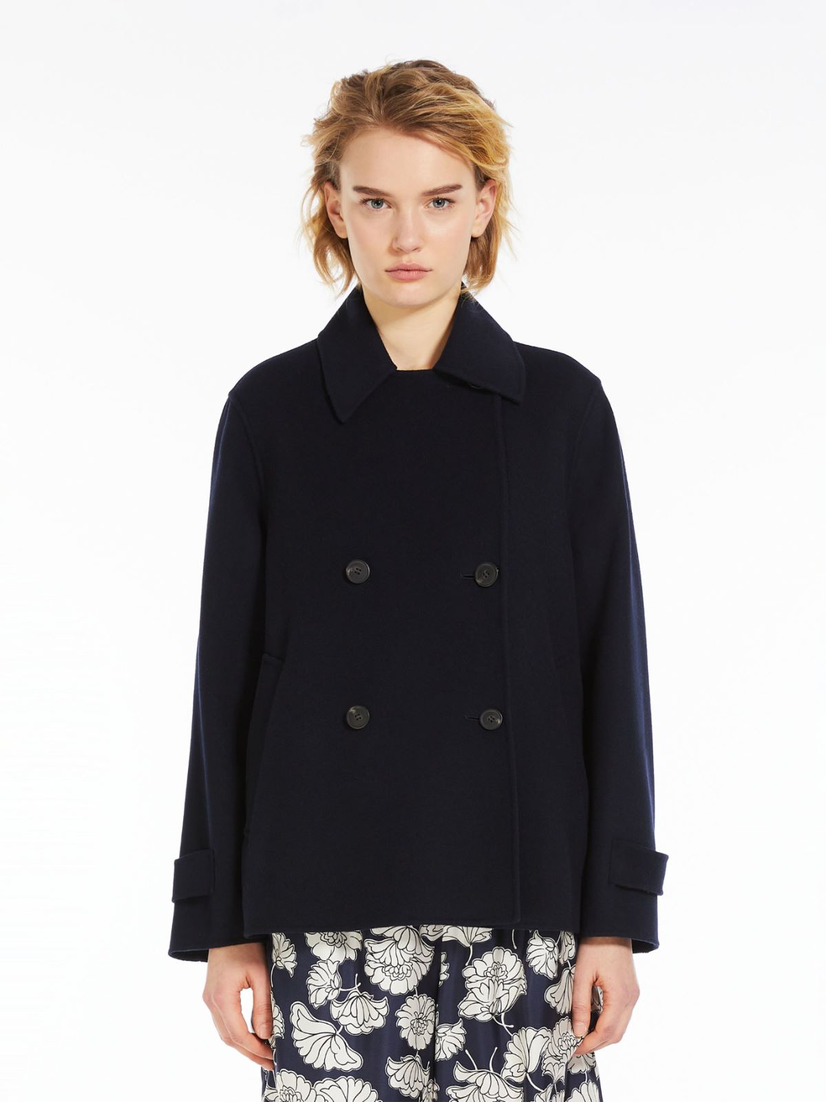 Double-breasted wool pea coat