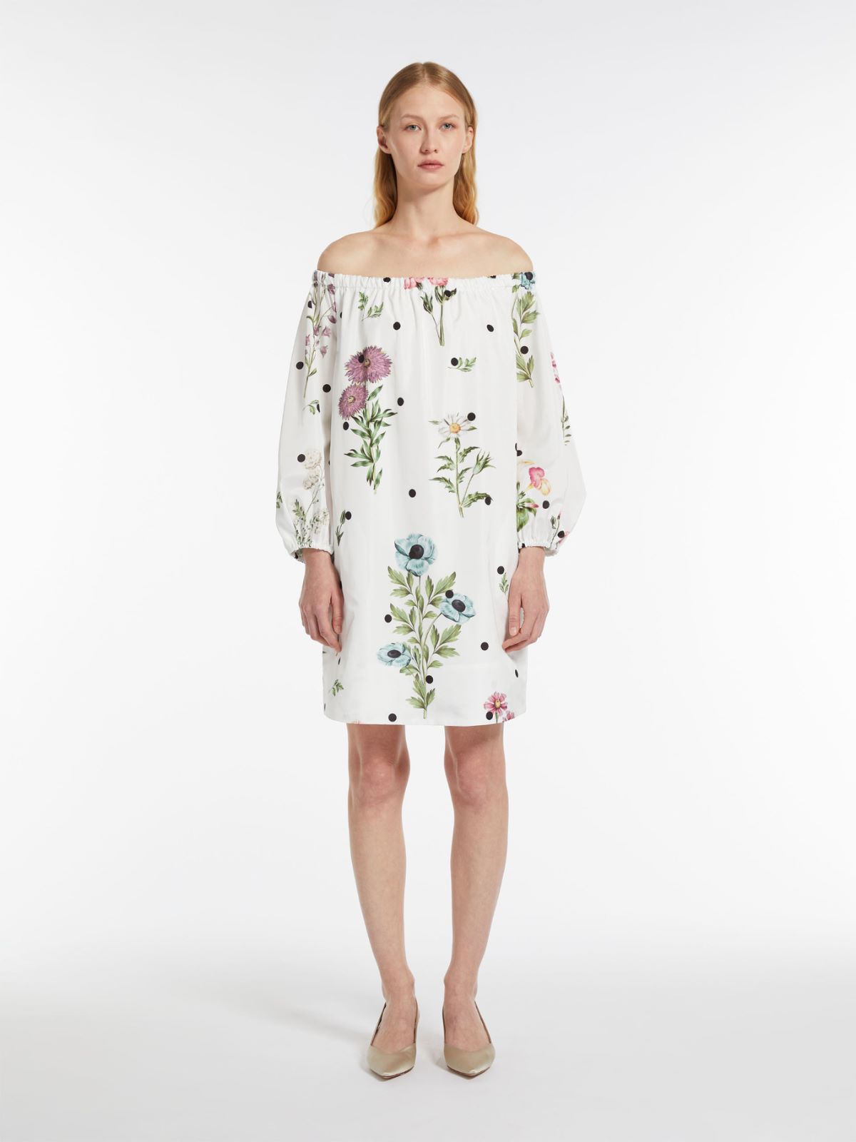 Printed taffeta balloon dress