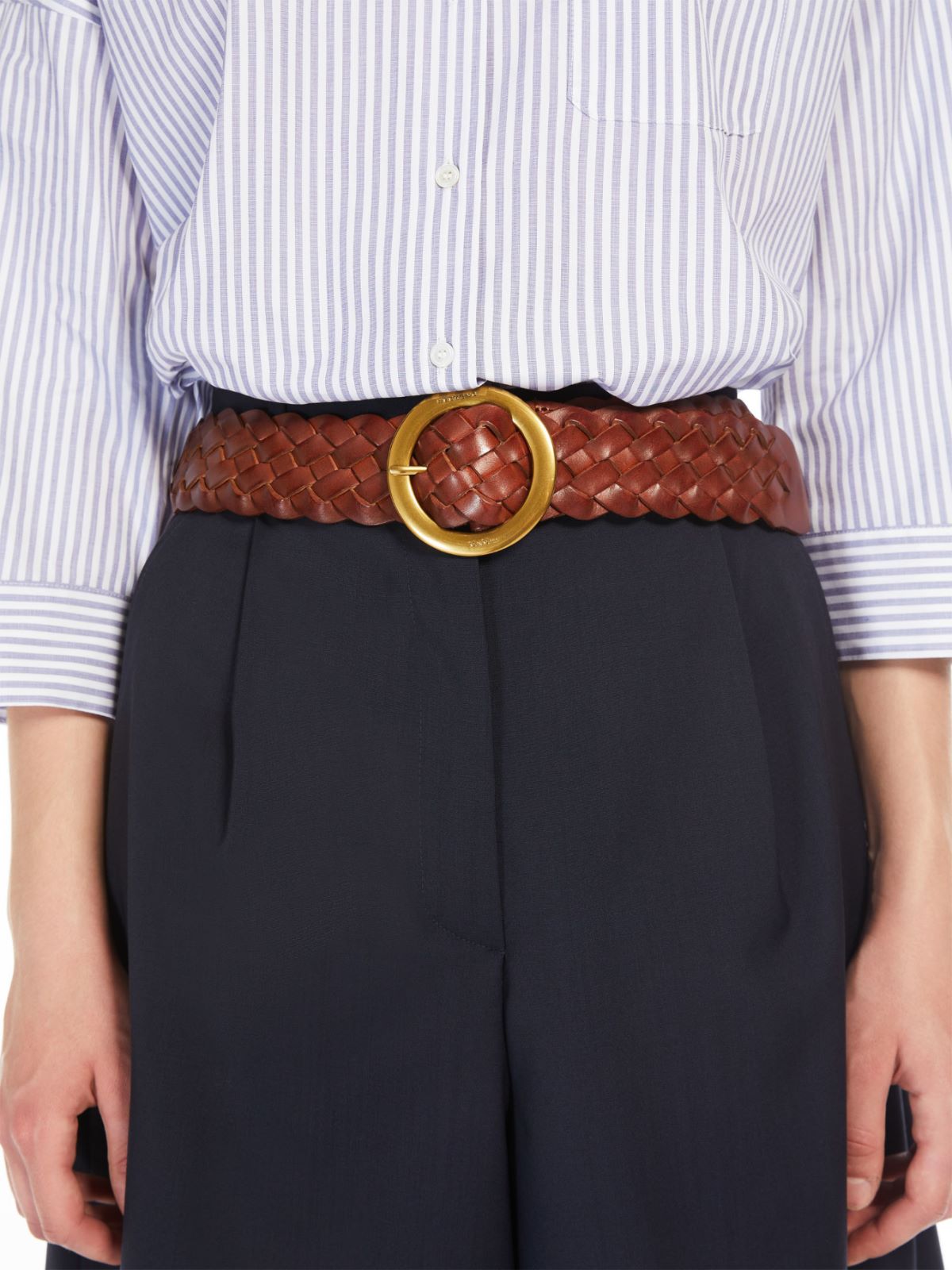 Woven leather belt