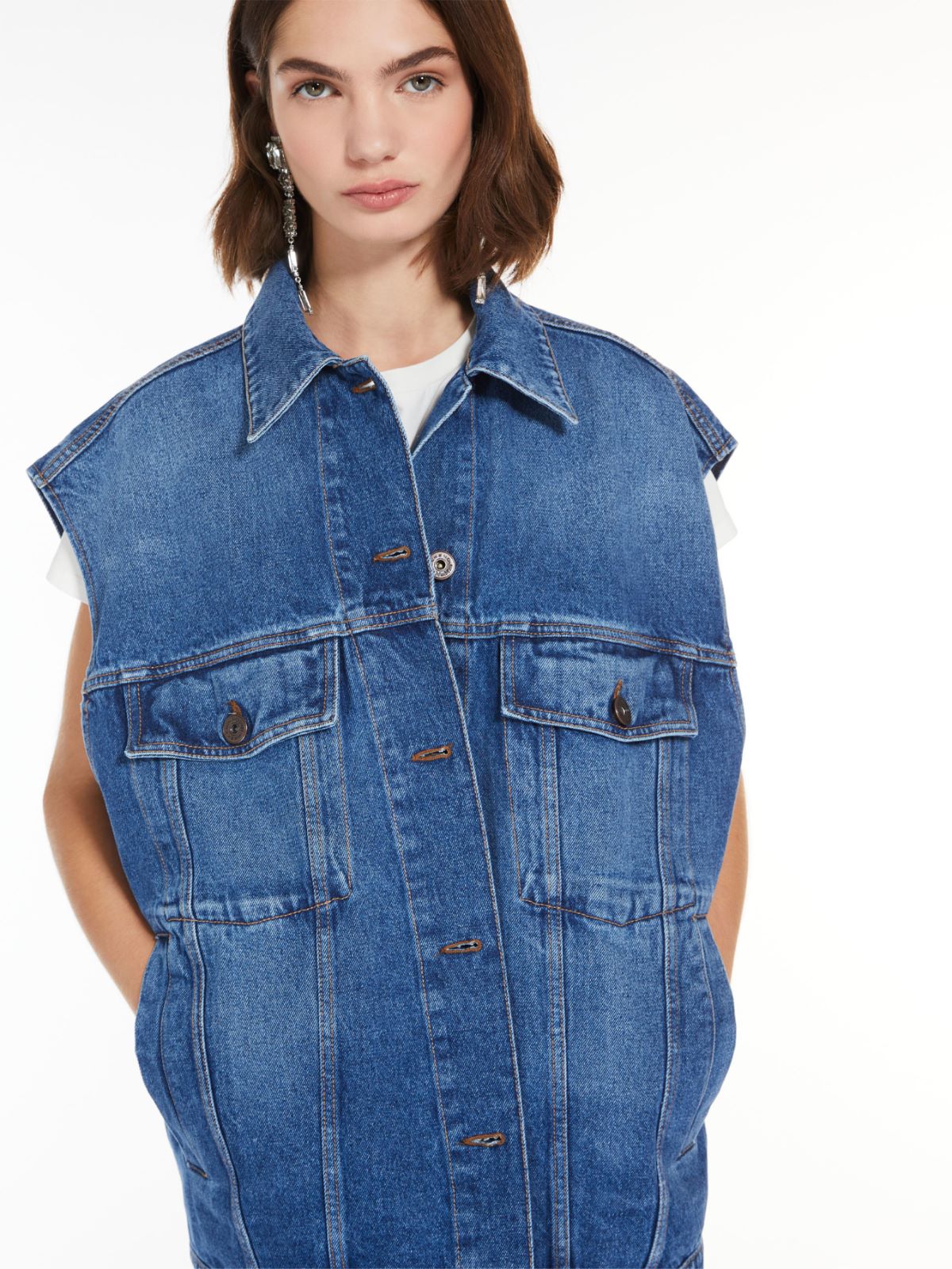 Cotton denim gilet