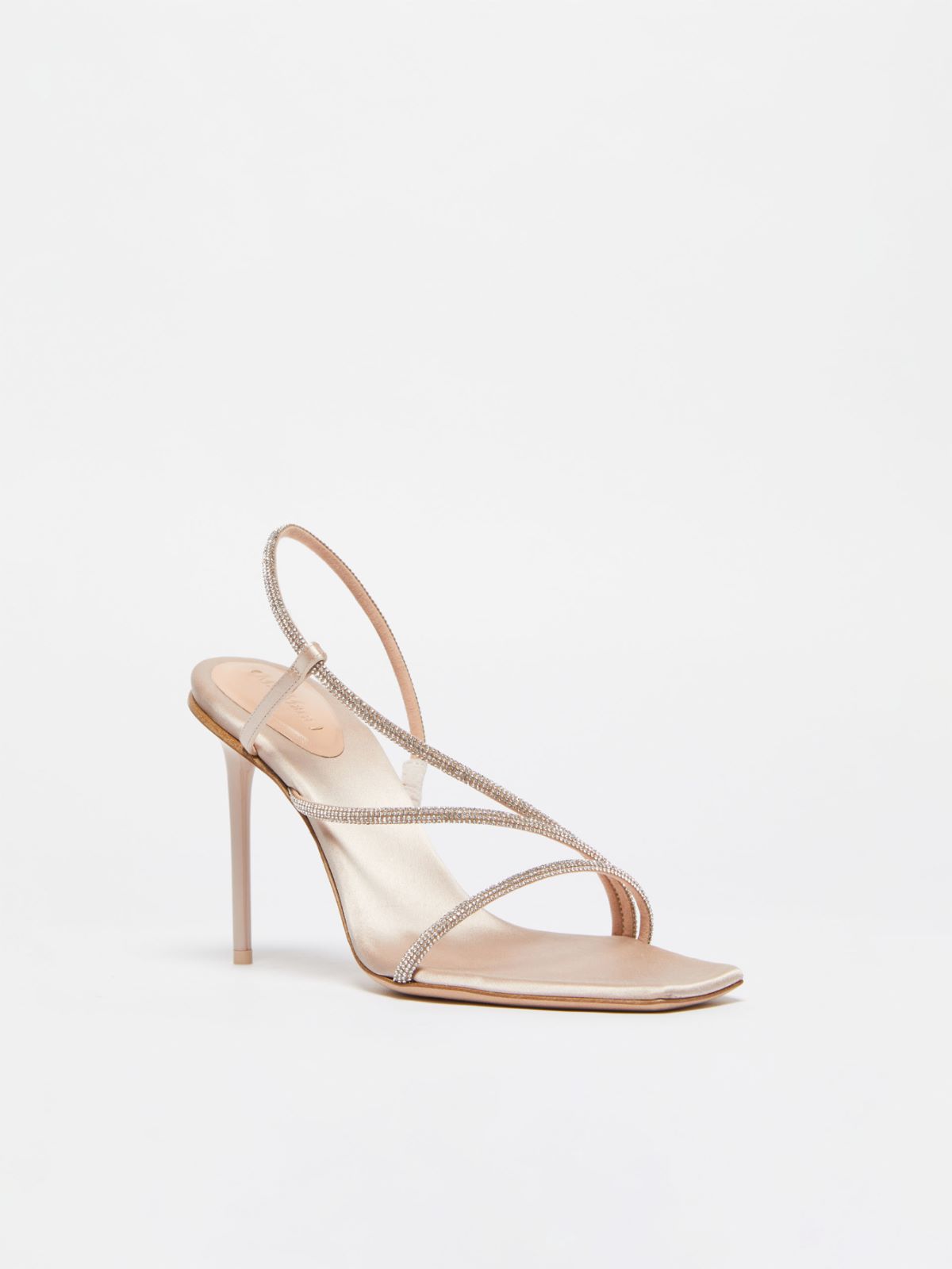 Satin and crystal sandals