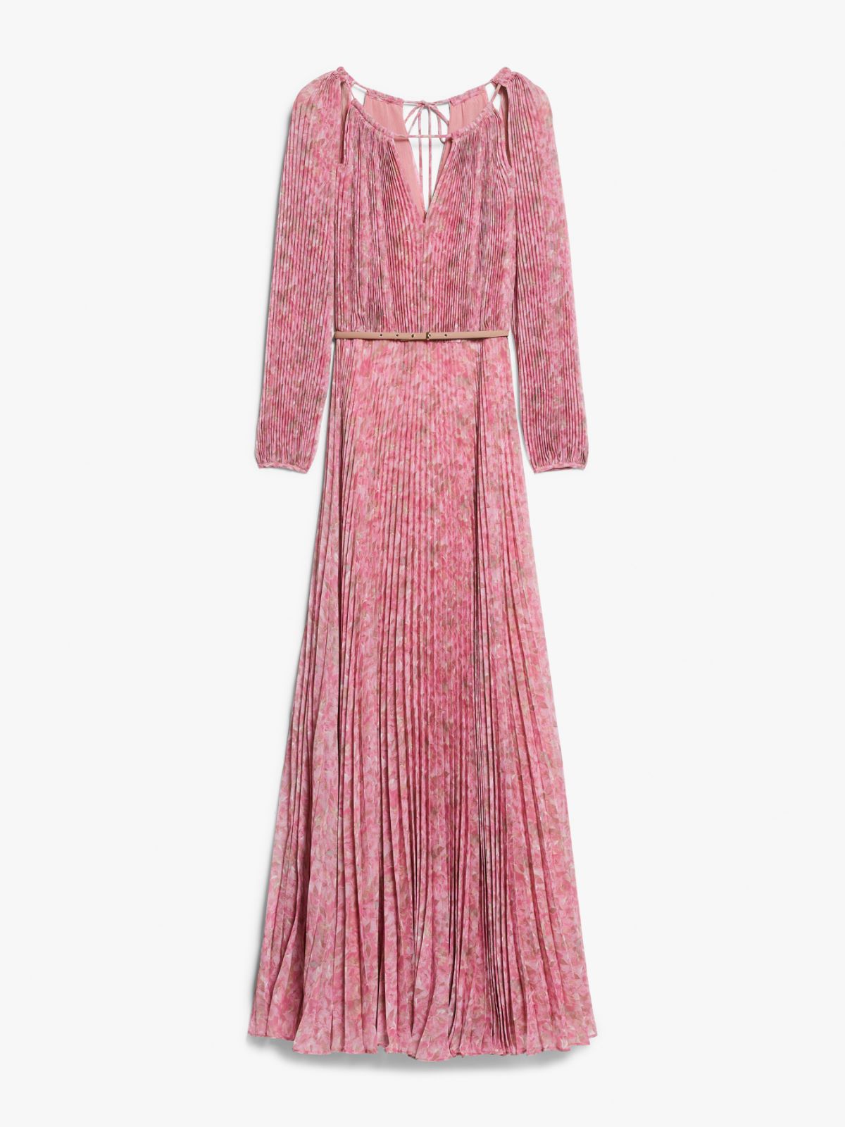 Printed silk pleated dress