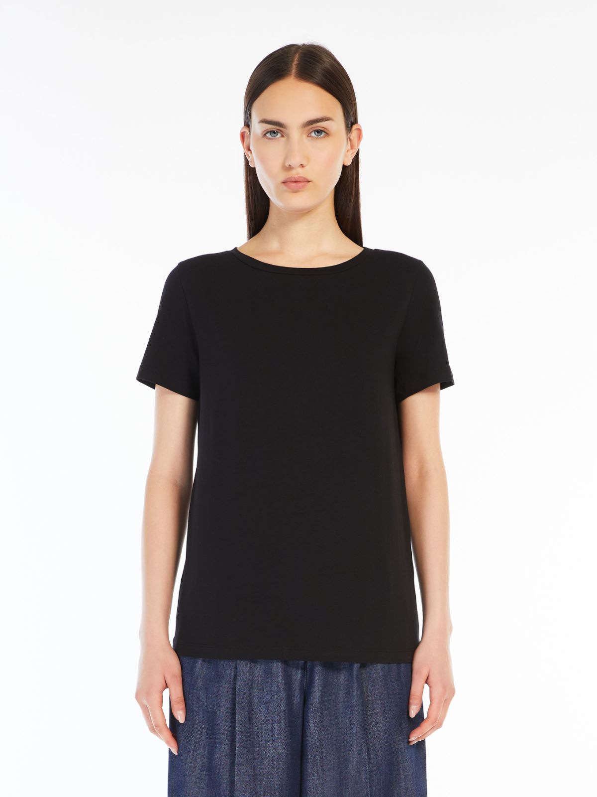 Stretch cotton basic T-shirt