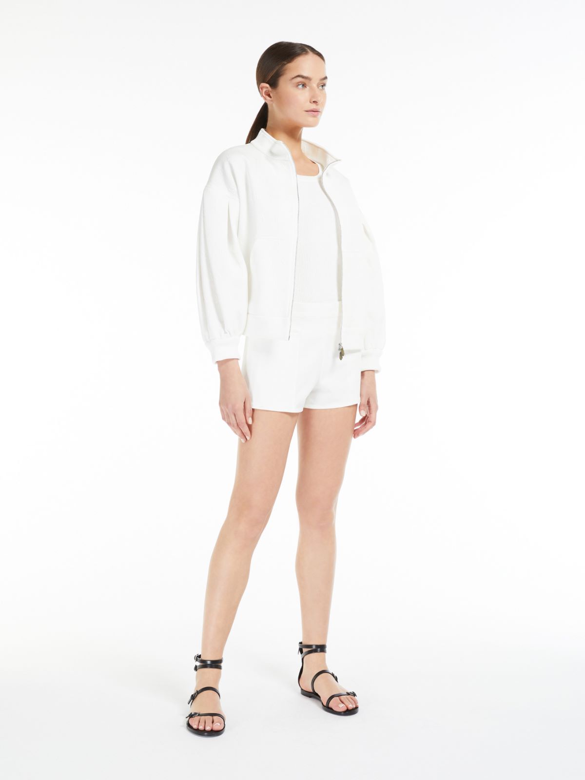 Cropped cotton logo blouse