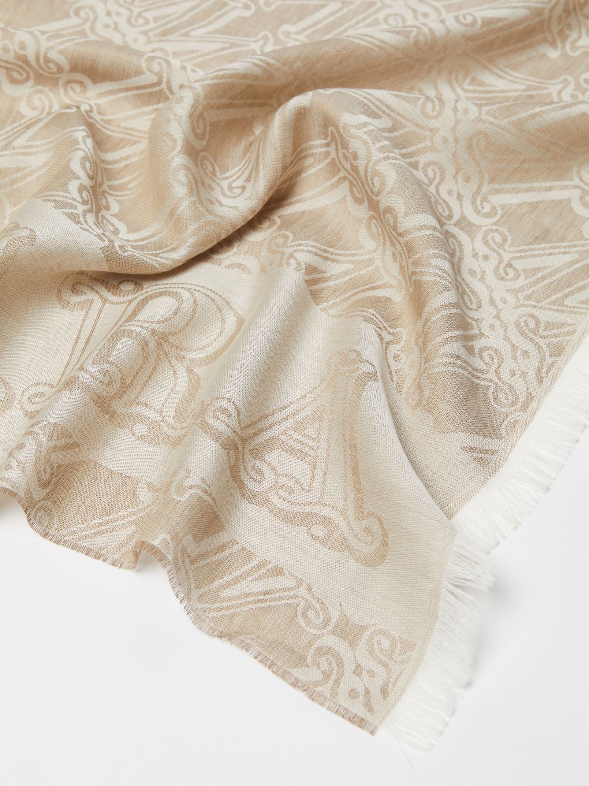 Jacquard-knit wool, silk and linen stole