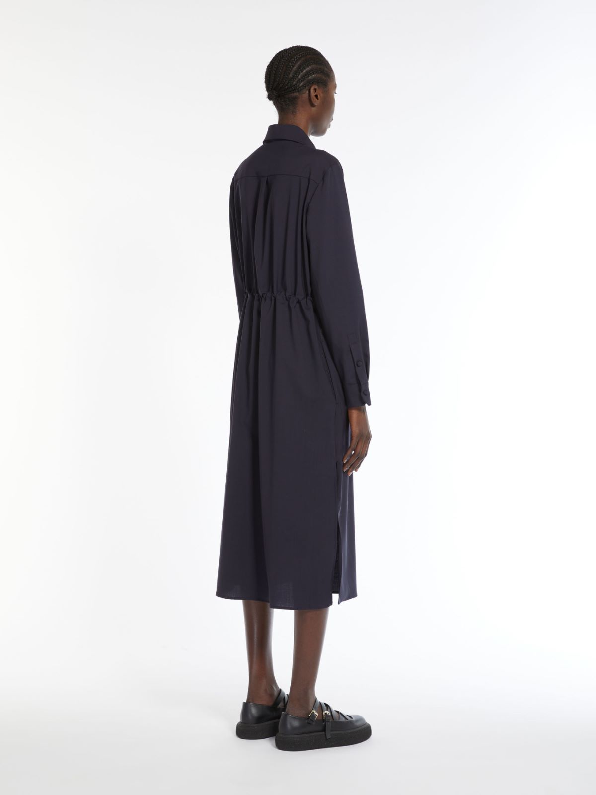 Wool poplin midi dress