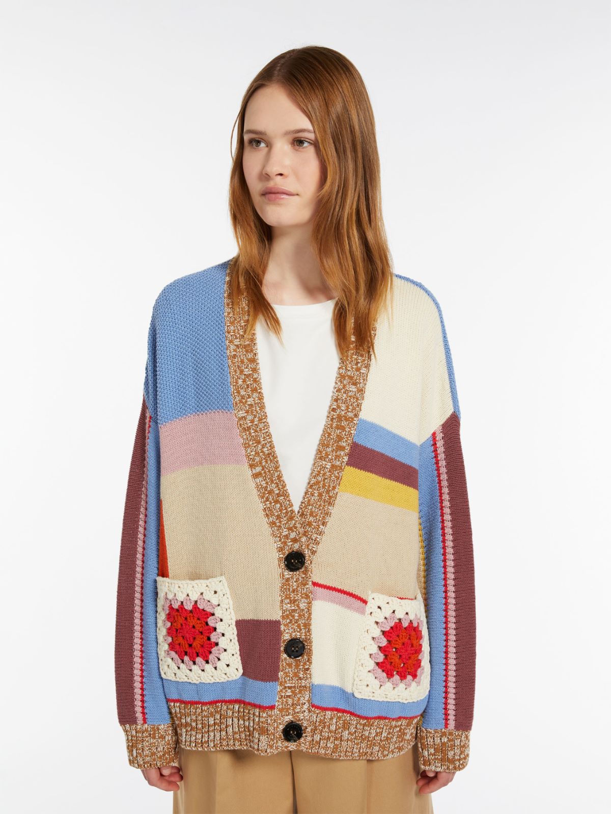 Patchwork cotton cardigan