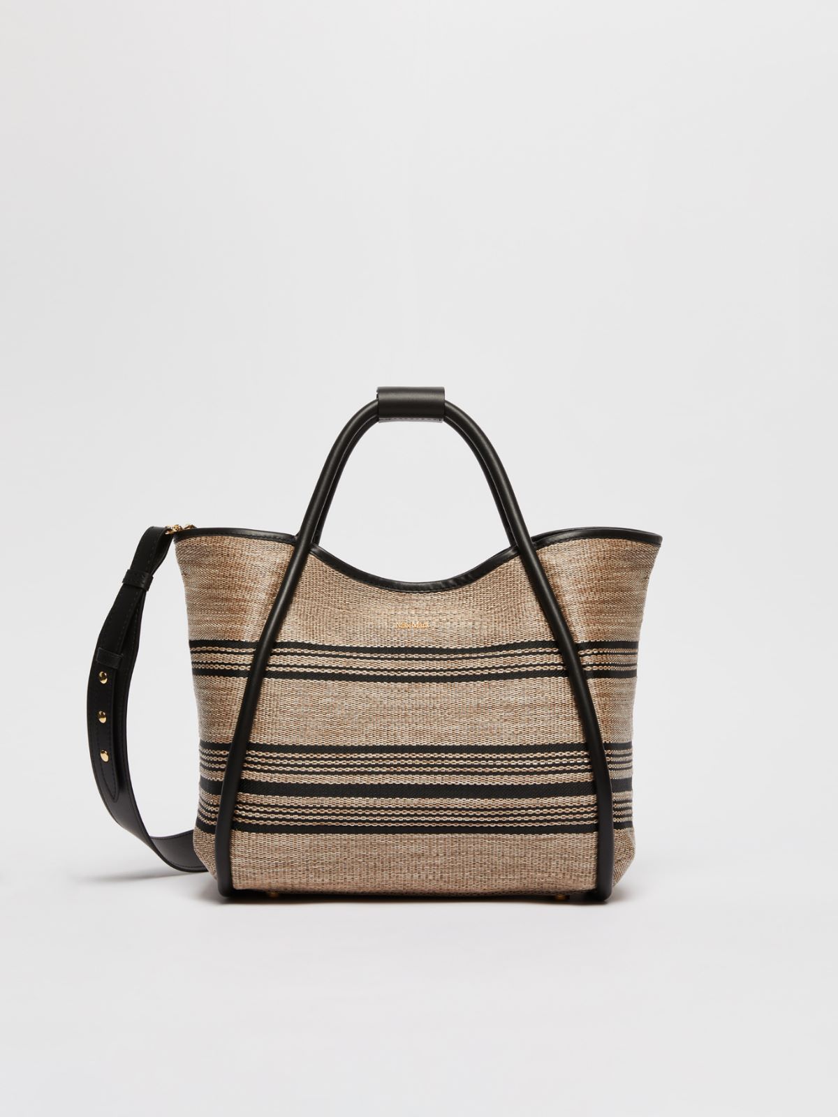 Jacquard raffia-effect fabric small Marine bag