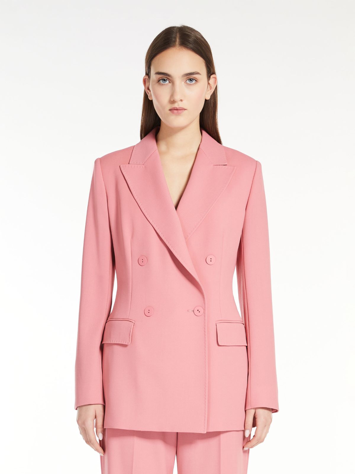 Double-breasted wool crepe blazer