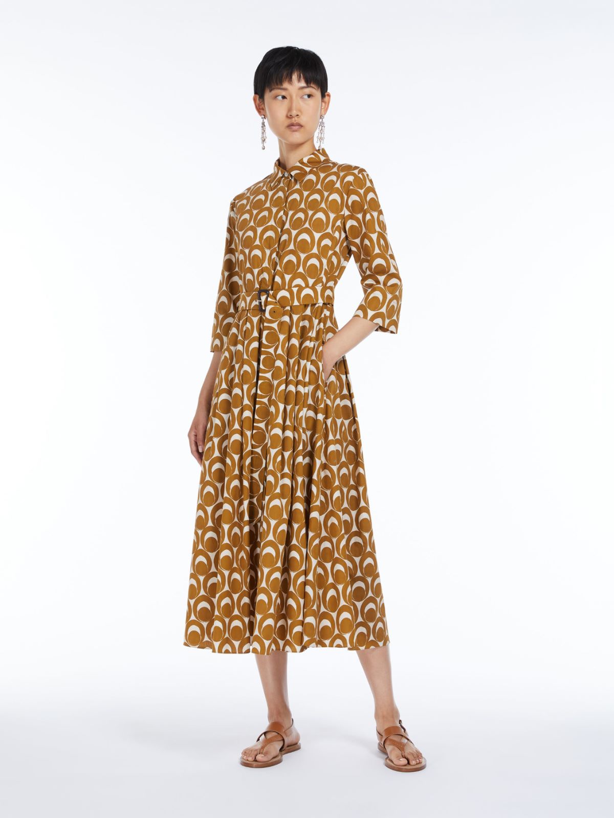 Printed poplin shirt dress
