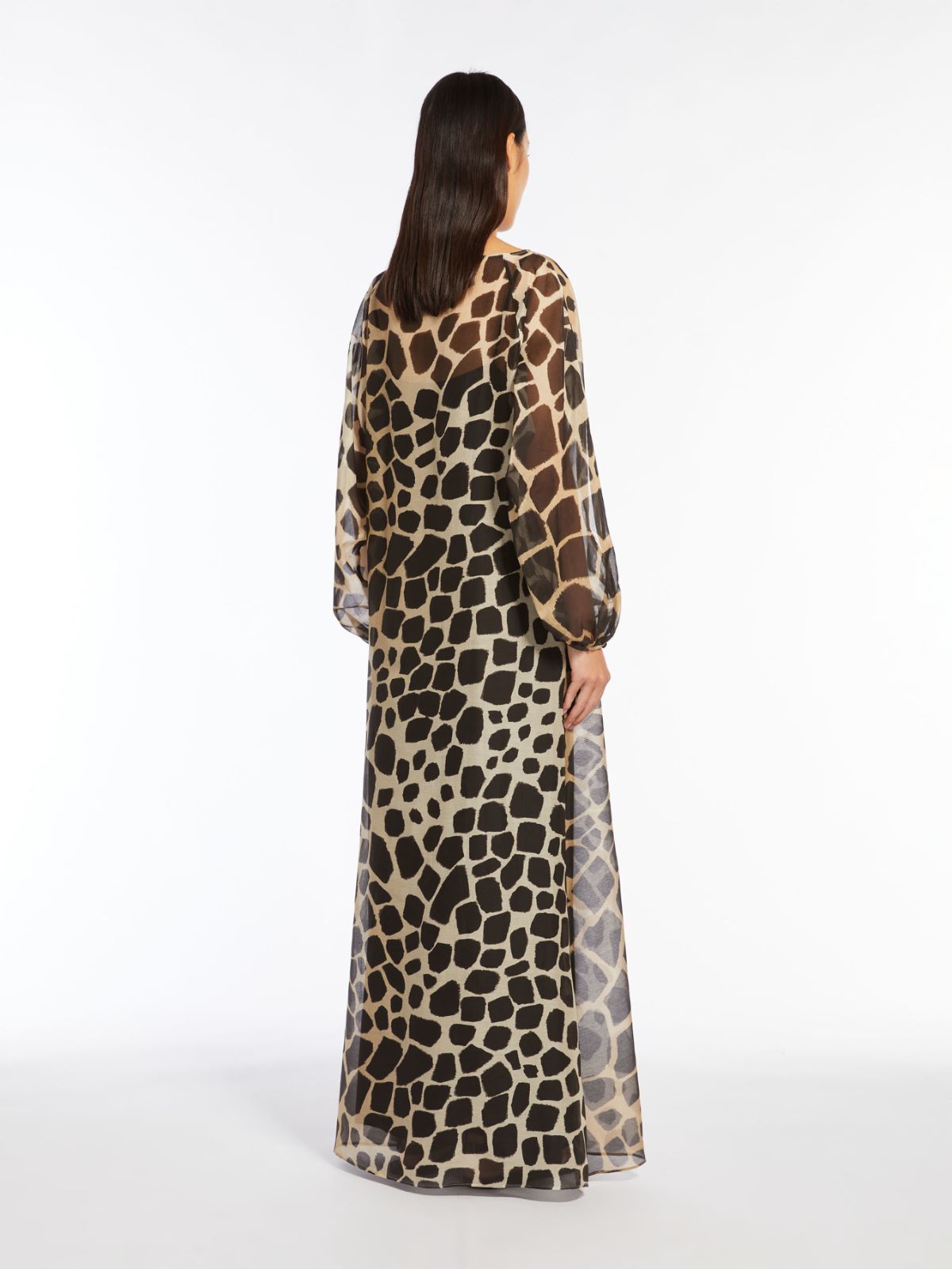 Animal-print muslin kaftan dress