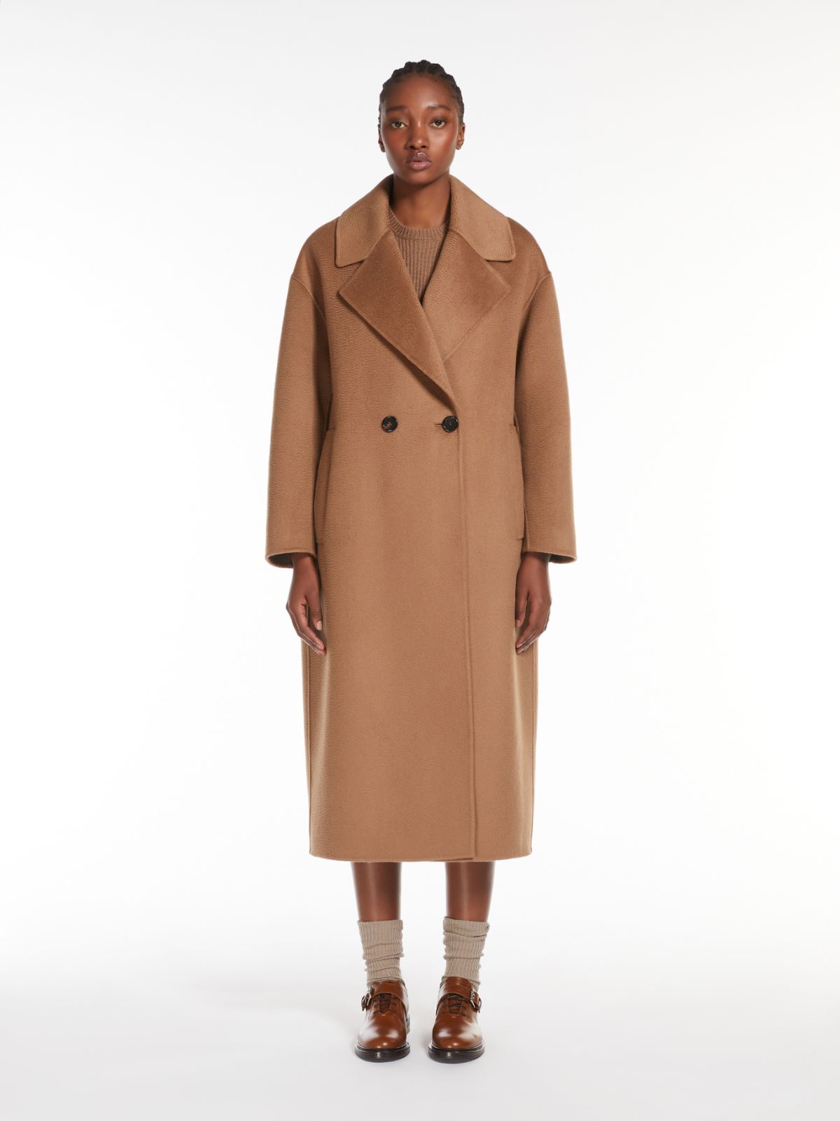 Double-breasted wool and cashmere coat
