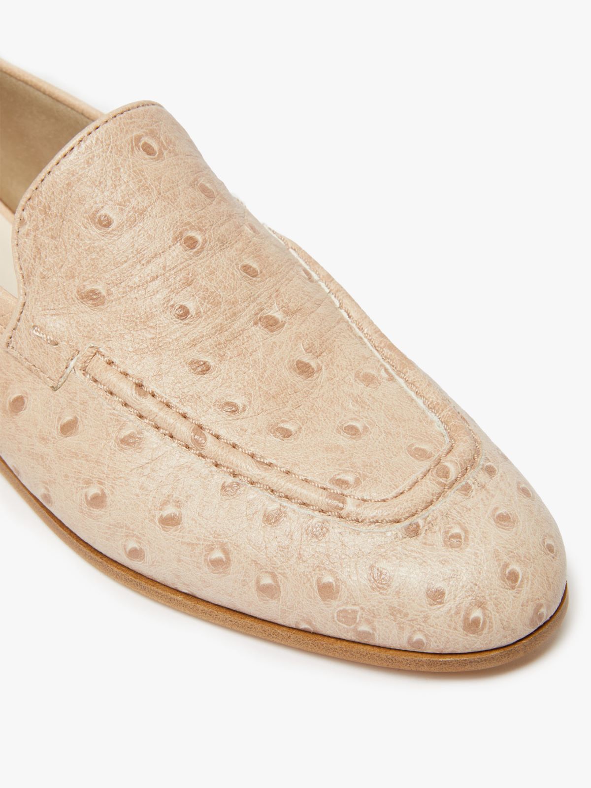 Ostrich-print leather loafers