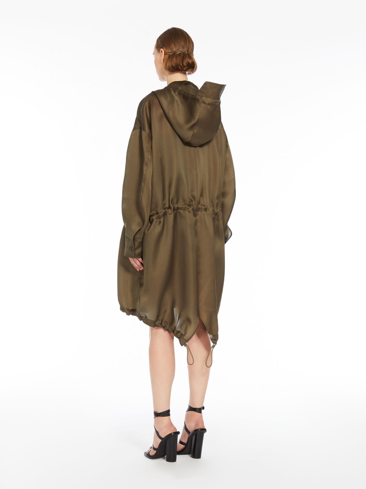 Oversized silk organza parka