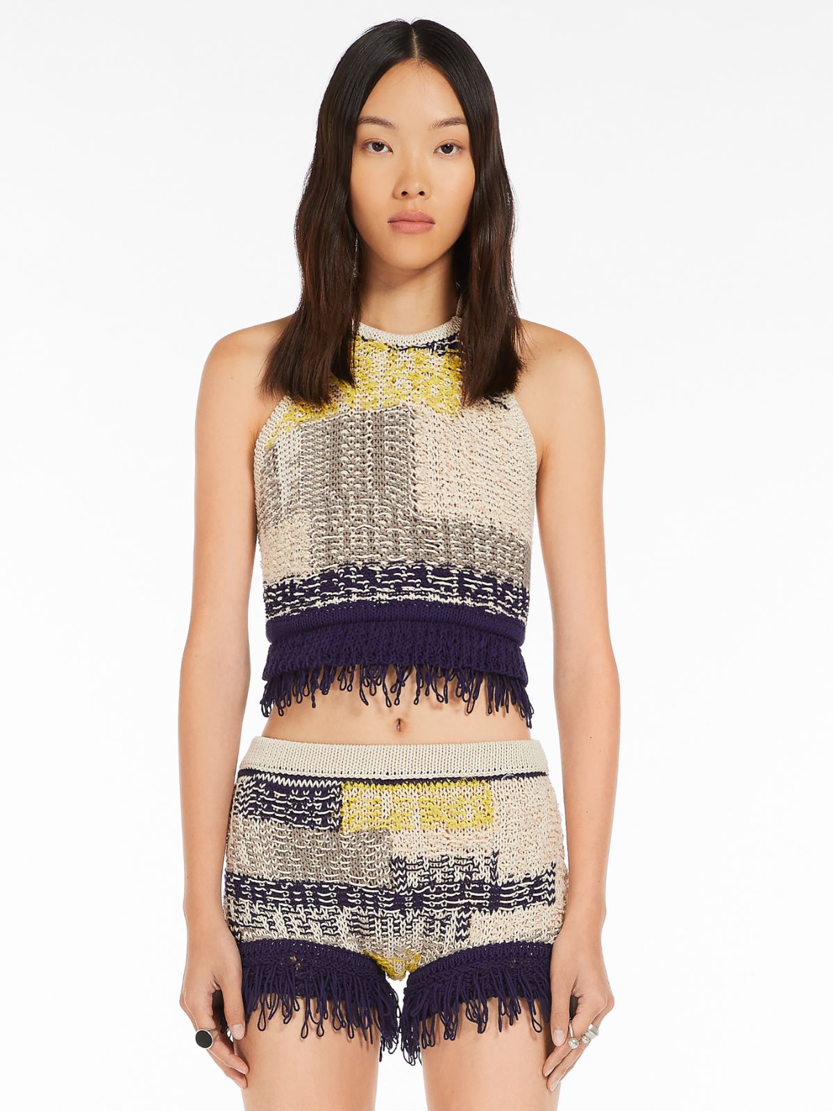 Knit top with fringe