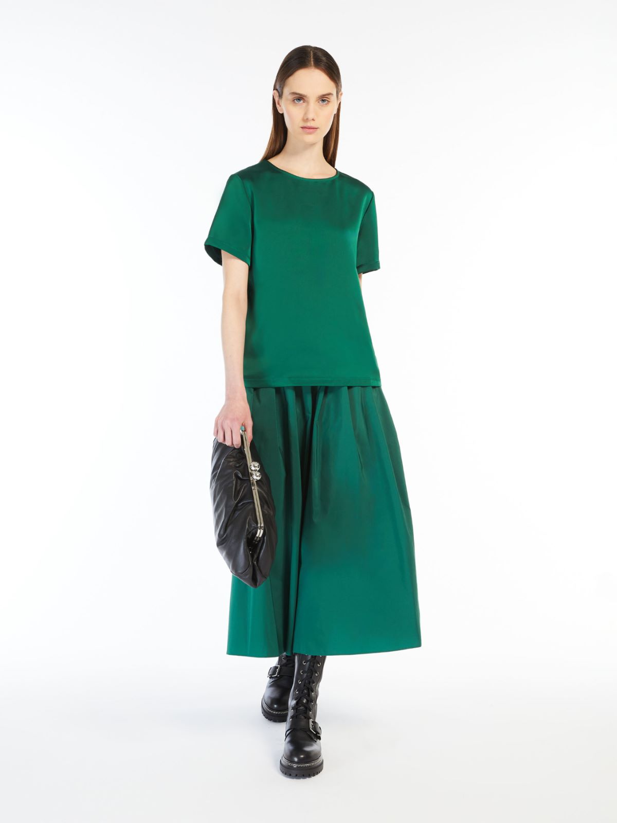 Satin and jersey T-shirt