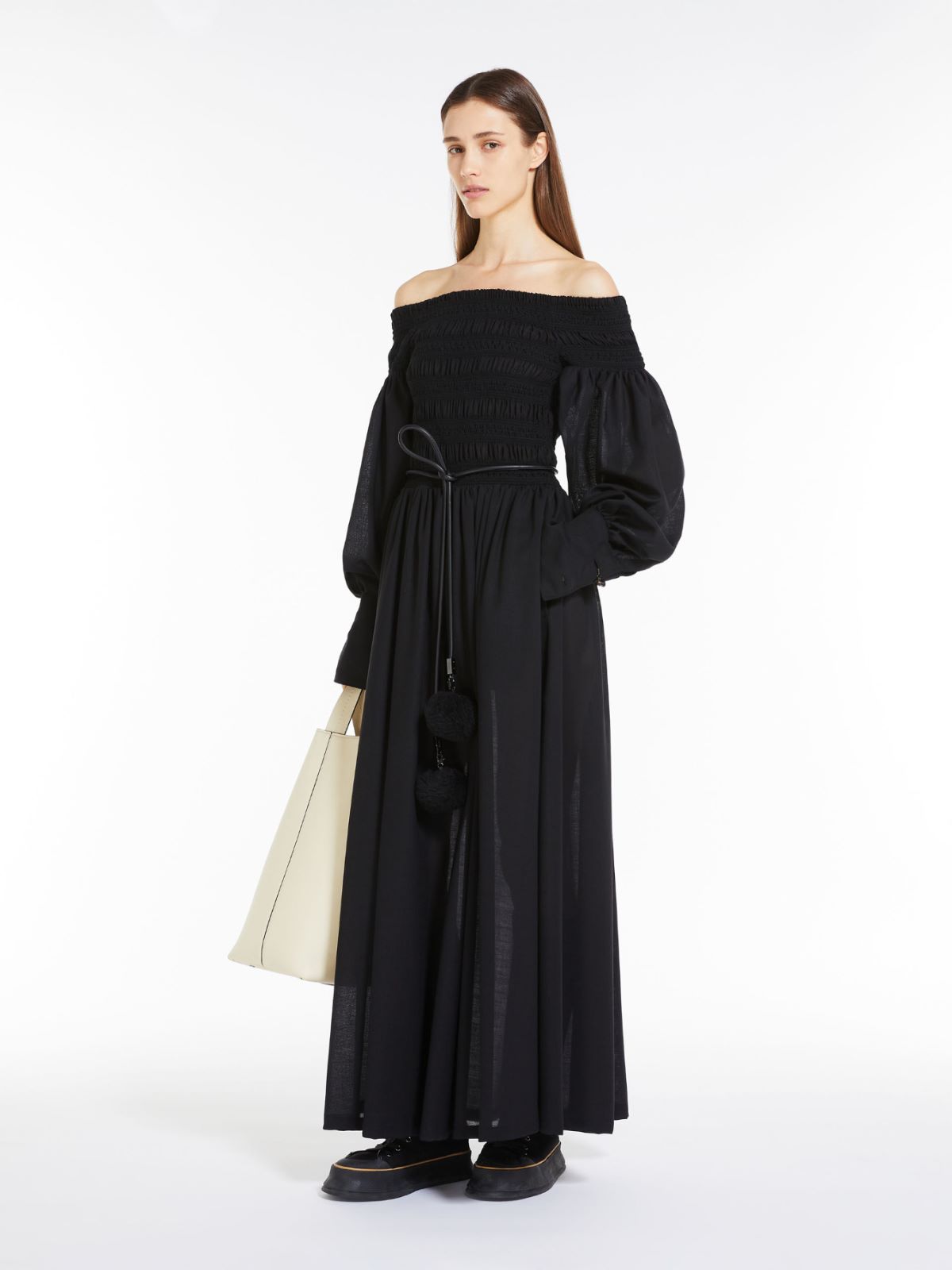 Off the shoulder wool dress