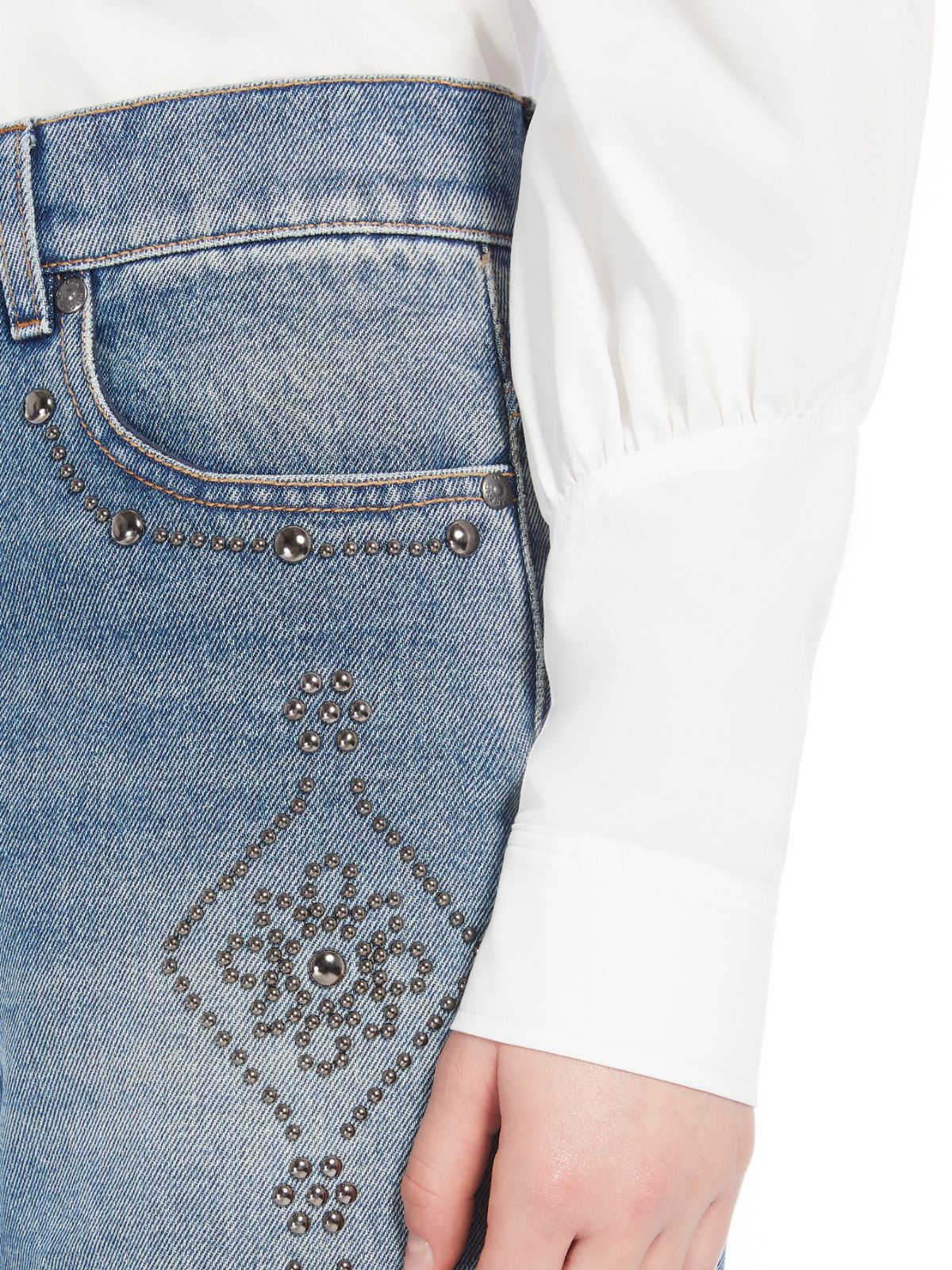 Regular-fit embroidered denim jeans