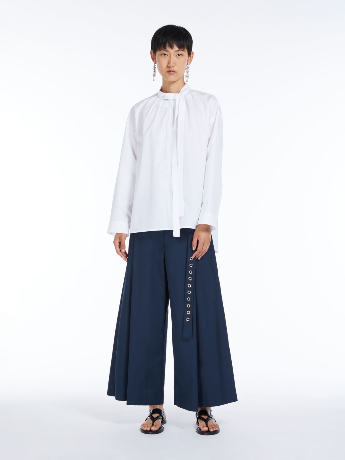 Tie-detail poplin shirt