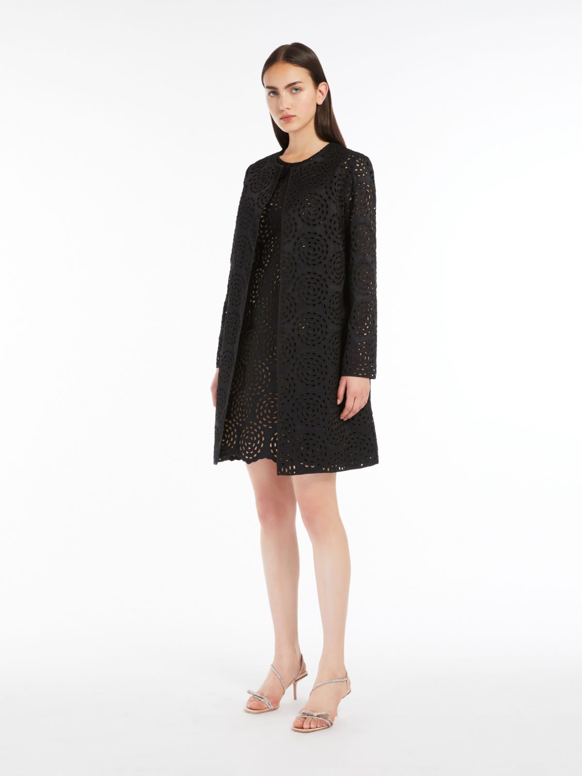 Eyelet embroidery duster coat