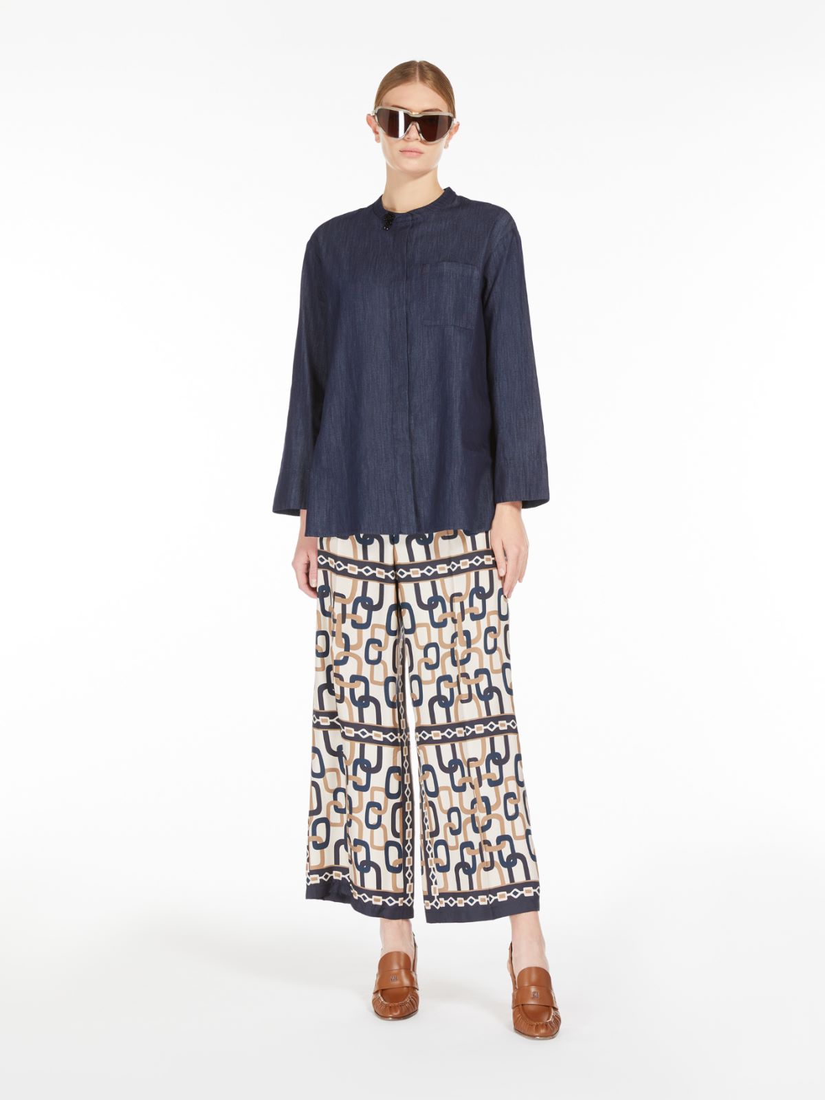 Printed twill trousers