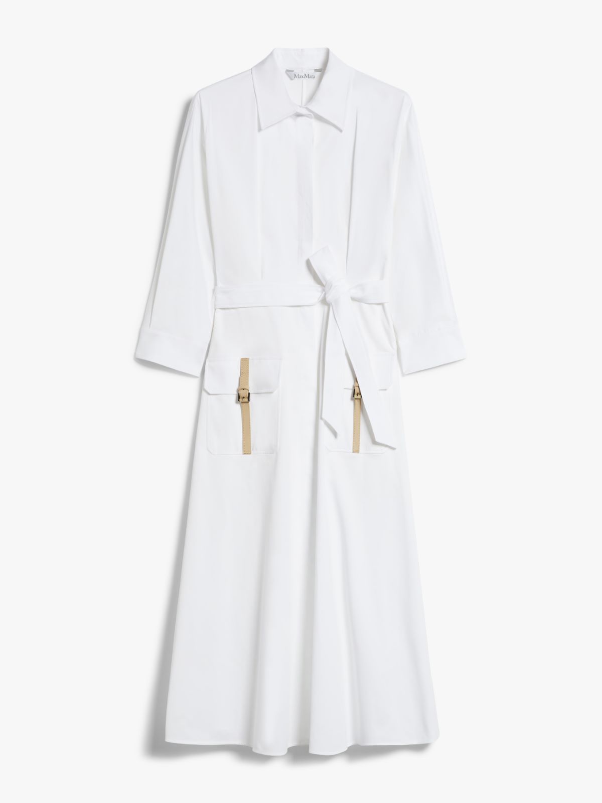 Satin shirt dress with belt