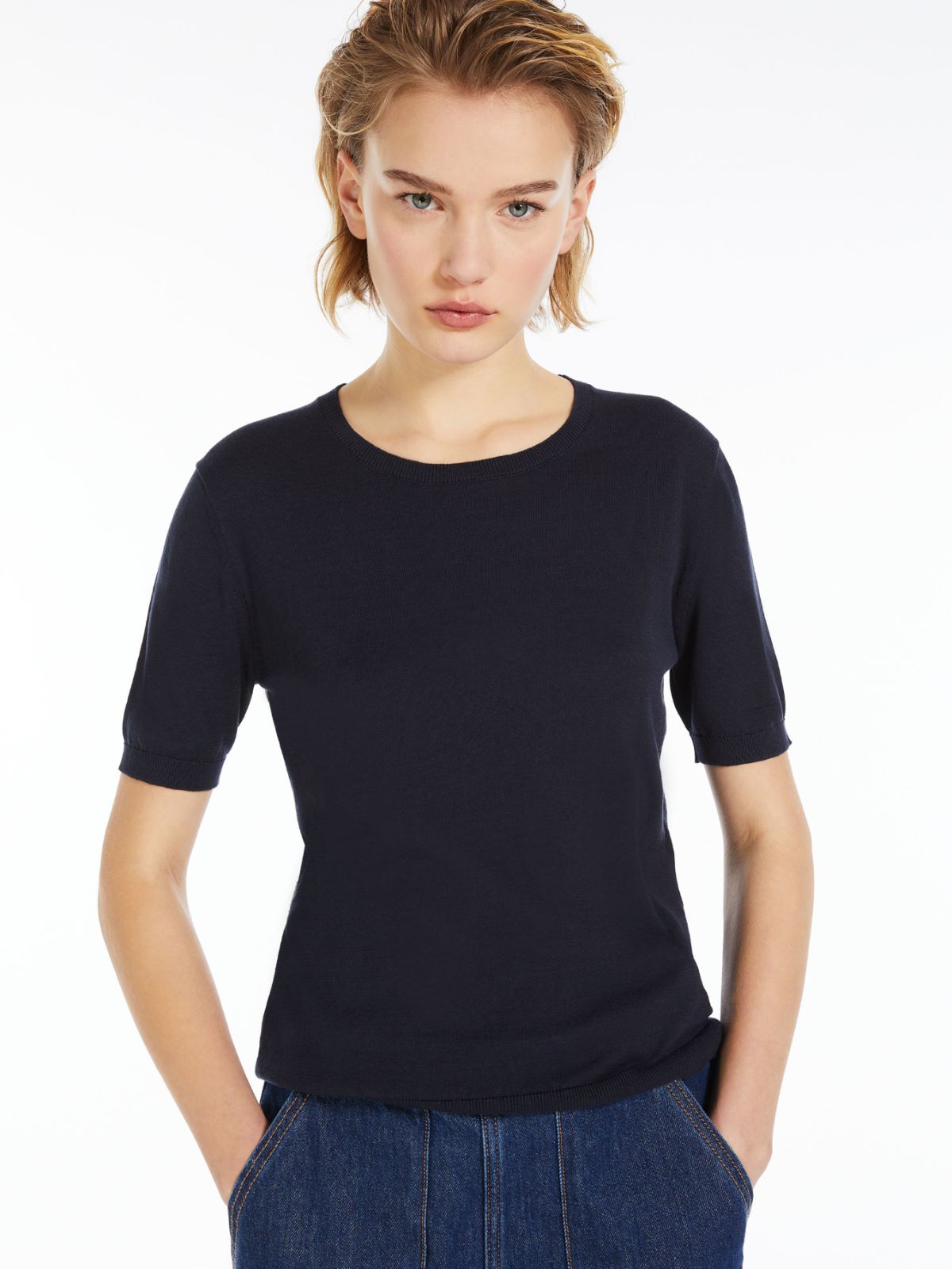 Silk and cotton yarn T-shirt