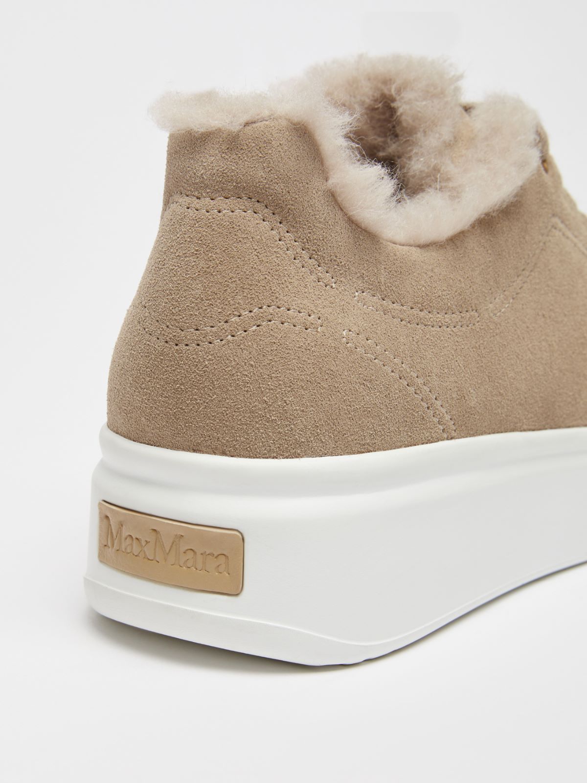 Sneakers in suede and wool and alpaca Teddy fabric